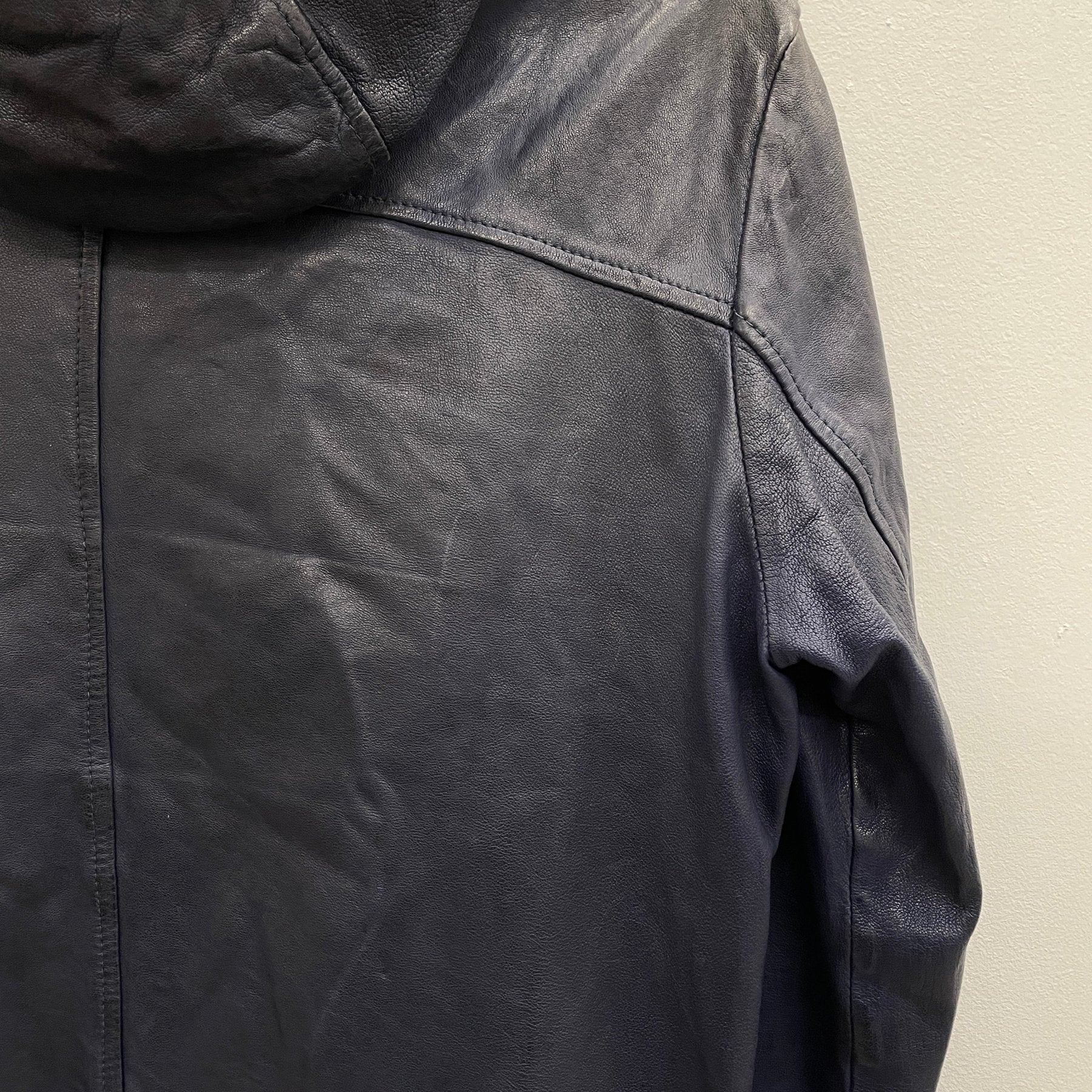 Giorgio Brato Deep Blue Hooded Leather Jacket - Image 8