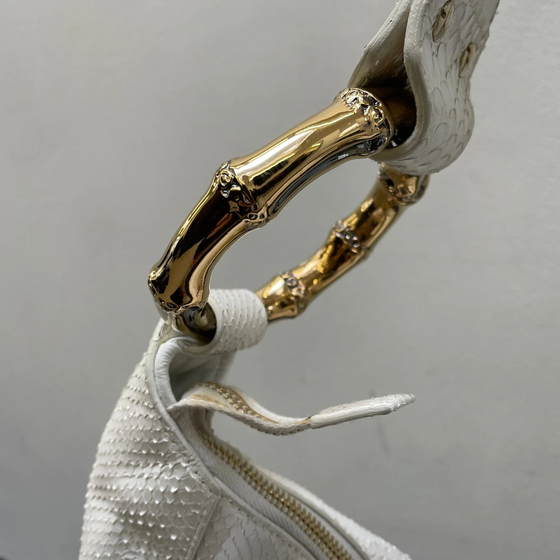 00s Gucci Bamboo Ring Snakeskin Shoulder Bag By Tom Ford - Image 6
