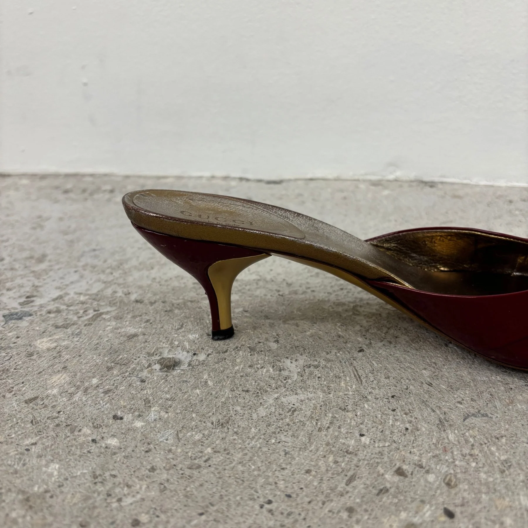Gucci Patent Leather Open Split Kitten Heels - Image 5