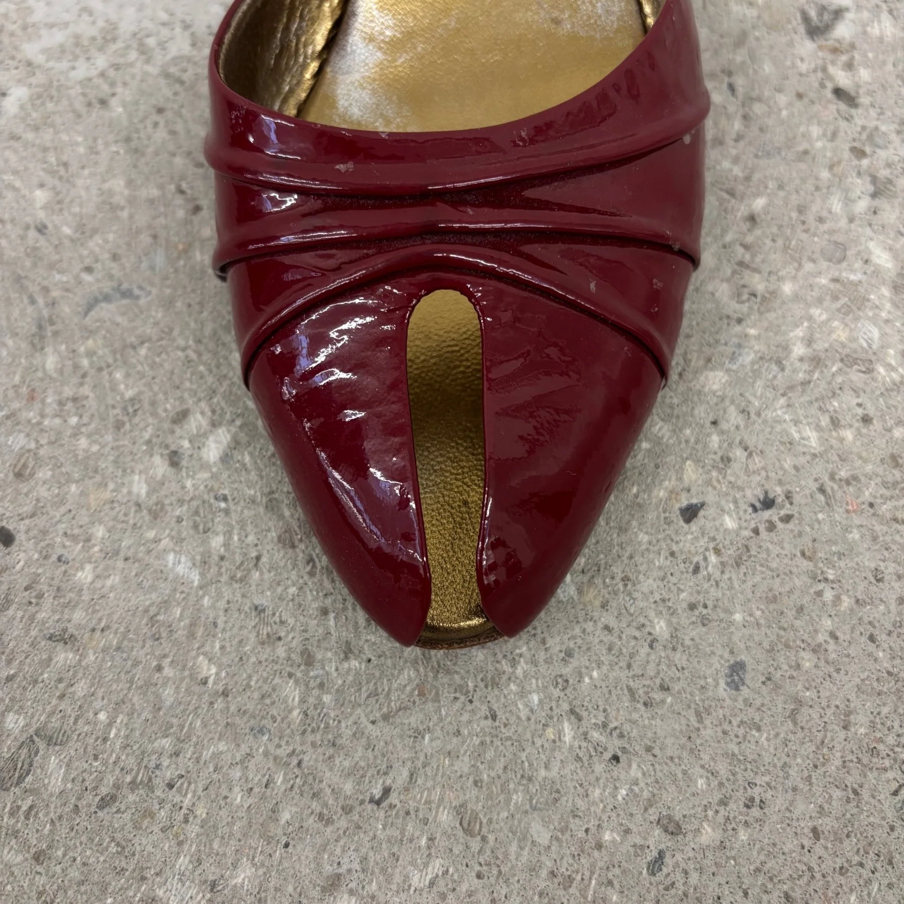 Gucci Patent Leather Open Split Kitten Heels - Image 7