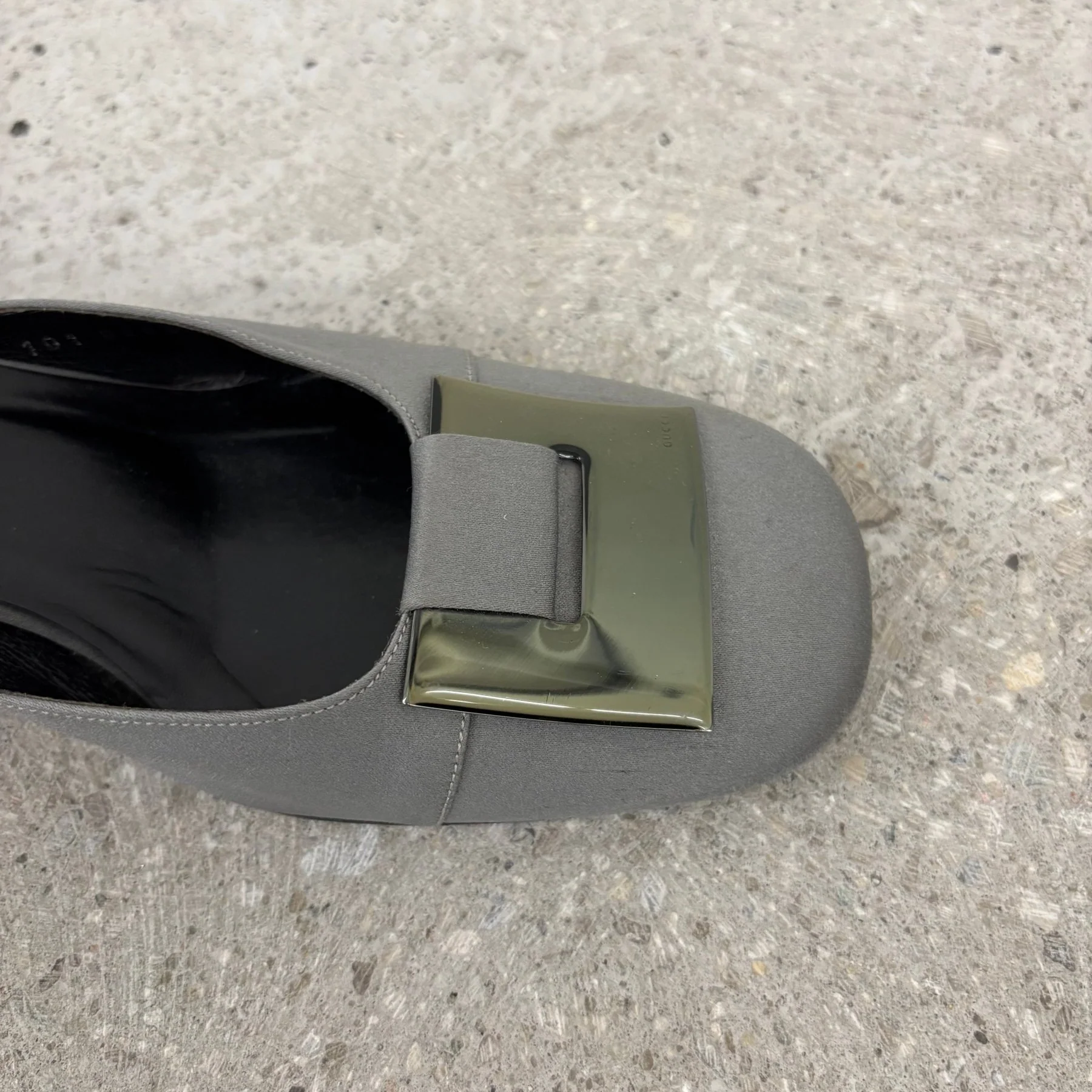 Gucci Silver Buckle Mule Heels - Image 6