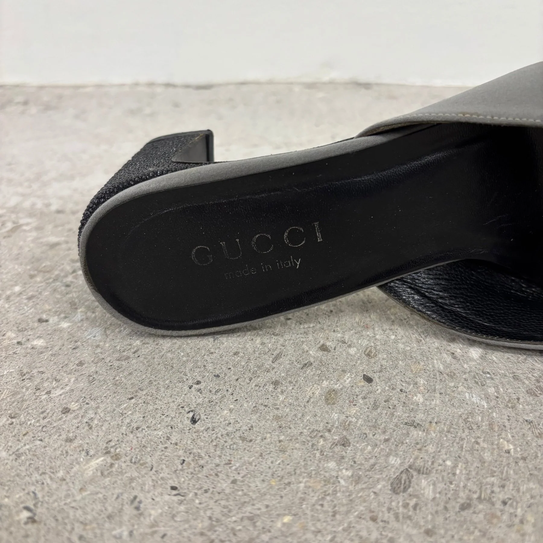Gucci Silver Buckle Mule Heels - Image 9