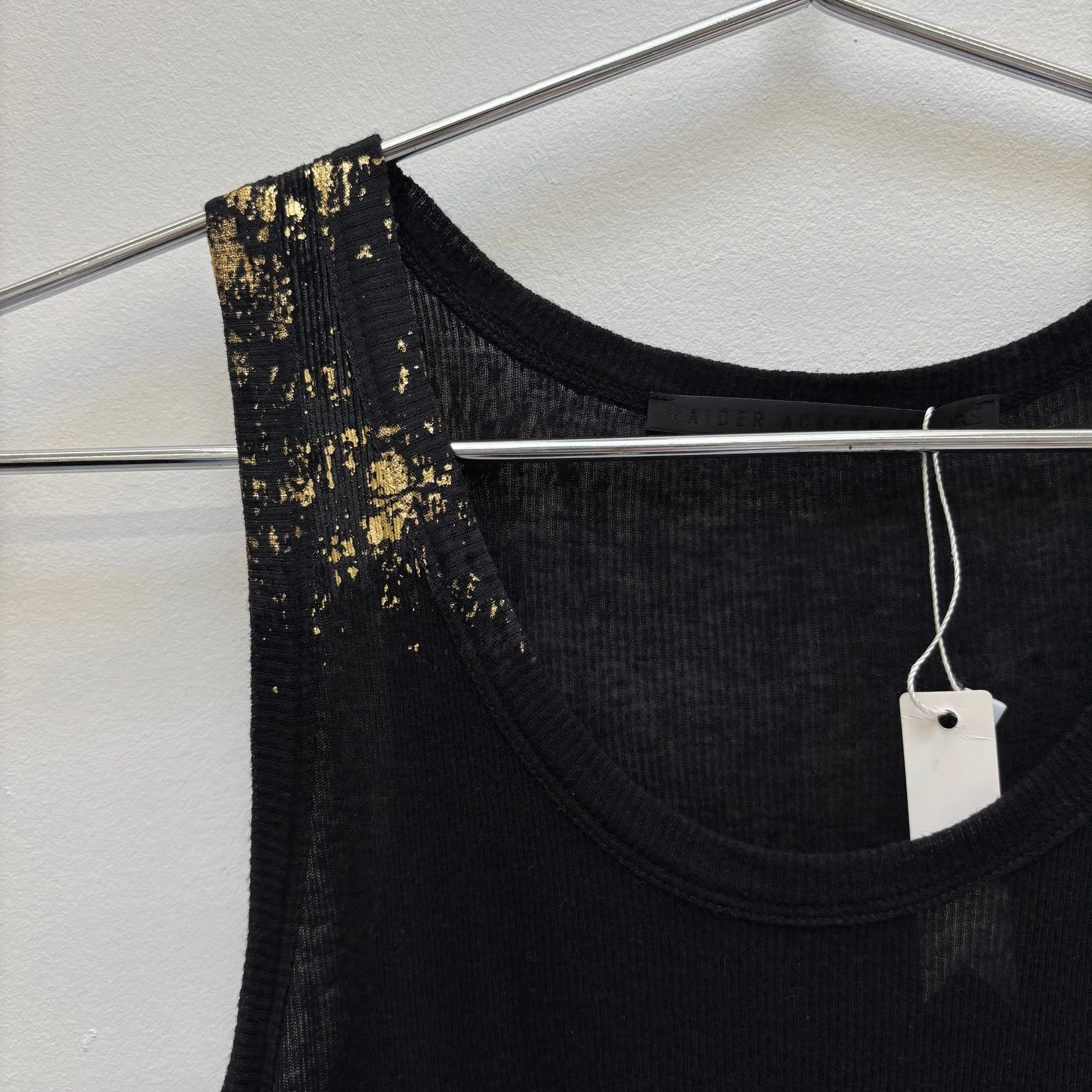Haider Ackermann Gold Ribbed Tank Top - Image 3