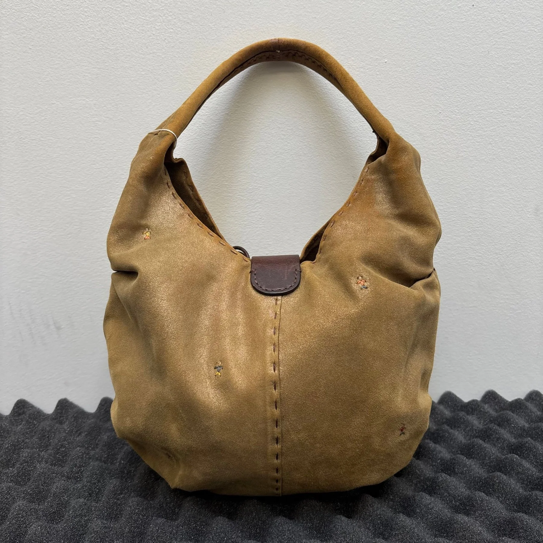 Henry Beguelin Embroidered Suede Leather Hobo Bag - Image 2