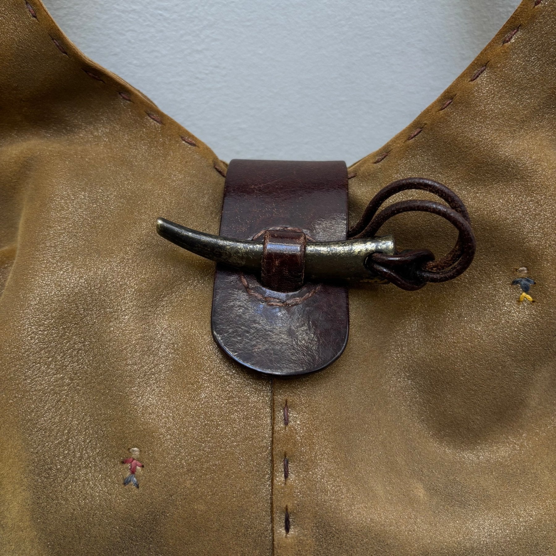 Henry Beguelin Embroidered Suede Leather Hobo Bag - Image 3