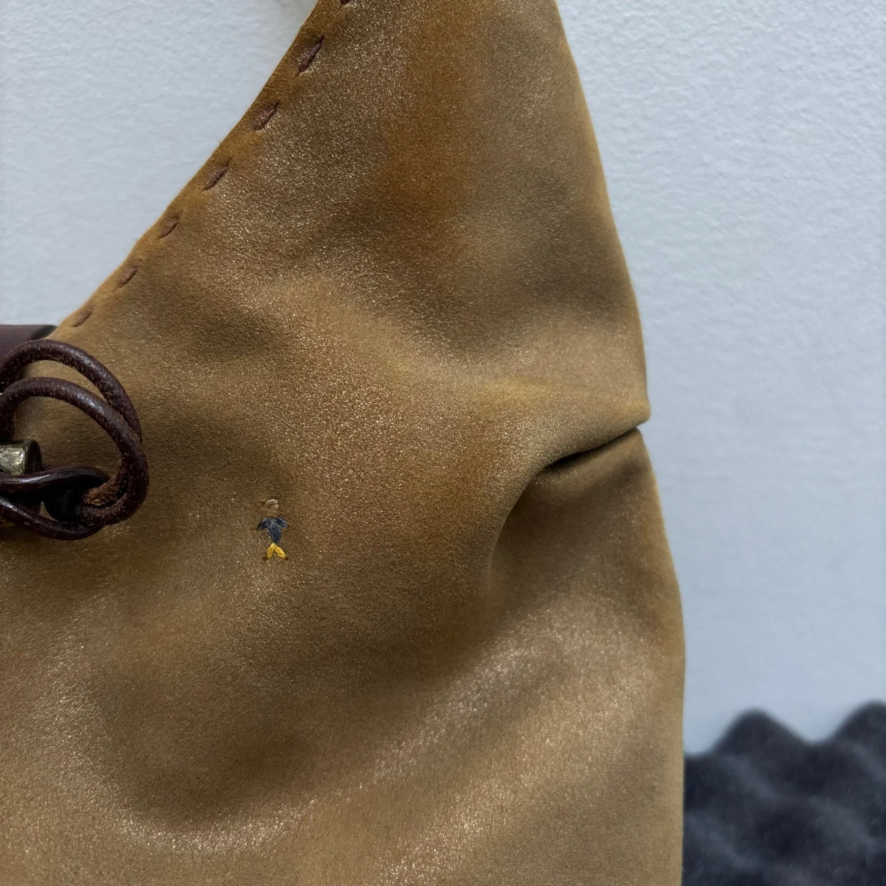 Henry Beguelin Embroidered Suede Leather Hobo Bag - Image 5