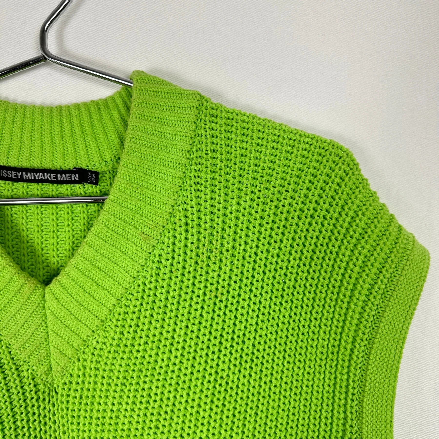 Issey Miyake Men Lime Green Knit Vest - Image 4