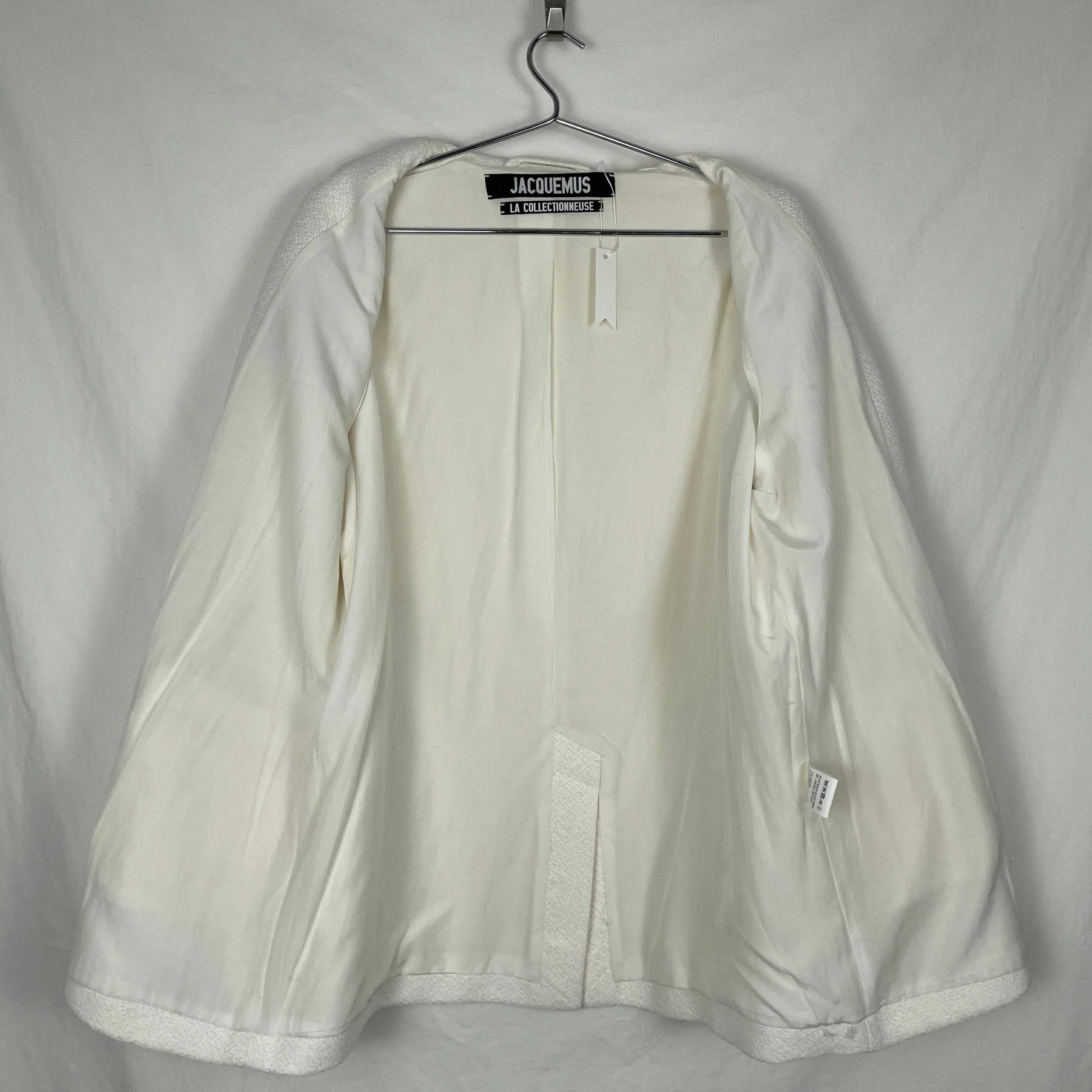 Jacquemus Single Breasted White Textured Blazer - Image 8