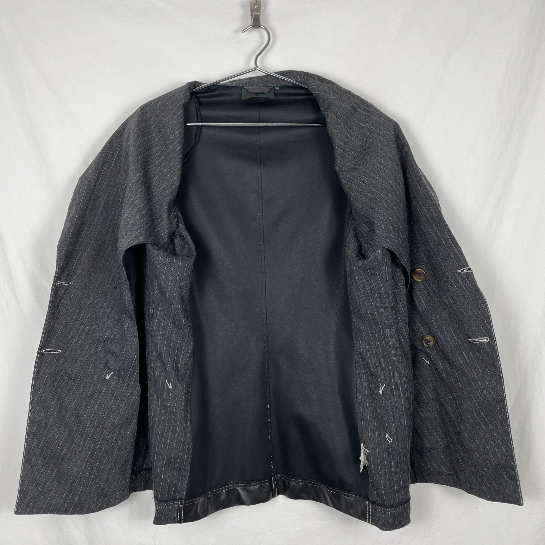 90s Junior Gaultier Fabric Switching Double Breasted Coat - Image 10