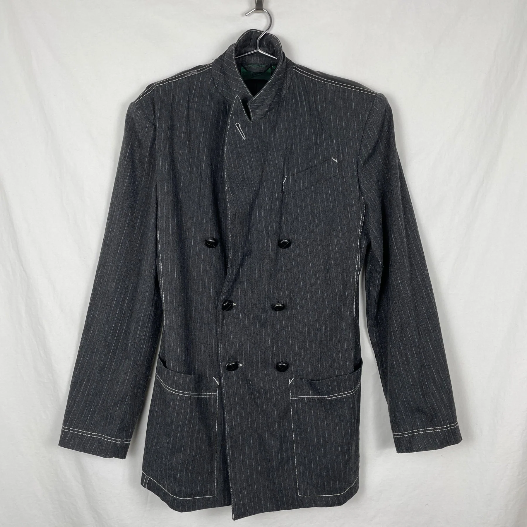 90s Junior Gaultier Fabric Switching Double Breasted Coat - Image 3