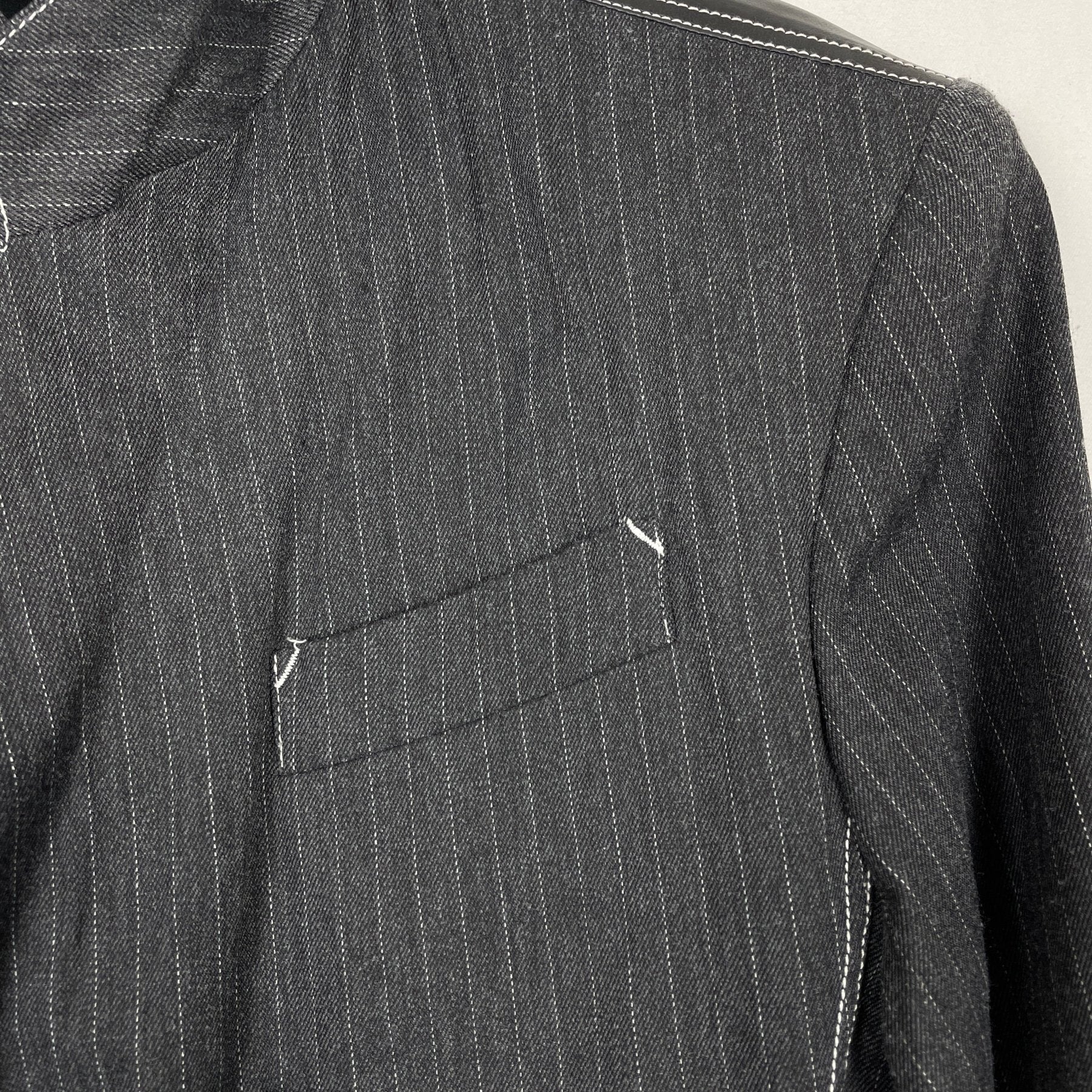 90s Junior Gaultier Fabric Switching Double Breasted Coat - Image 4