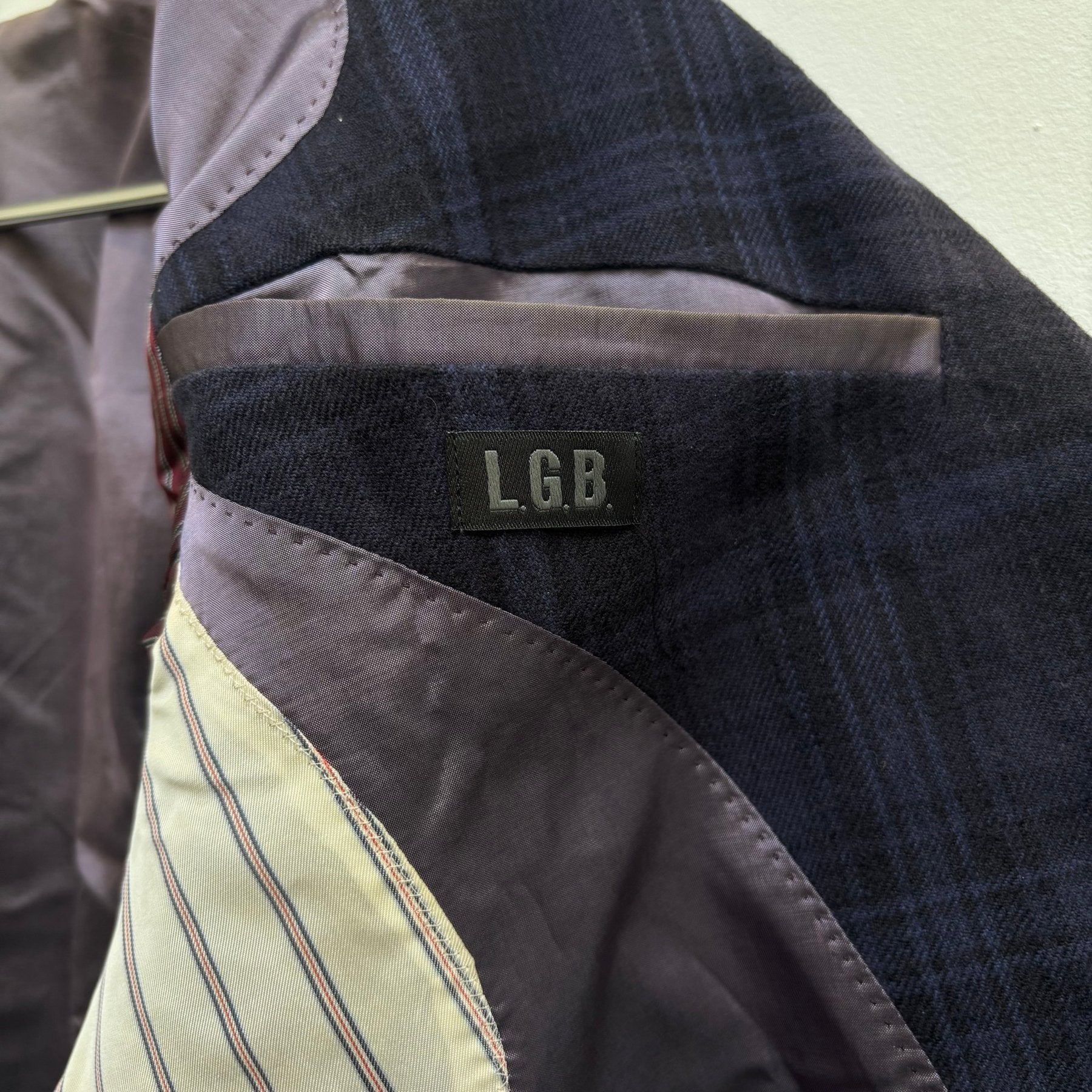Le Grand Bleu (L.G.B.) Plaid Blue Wool Blazer - Image 12