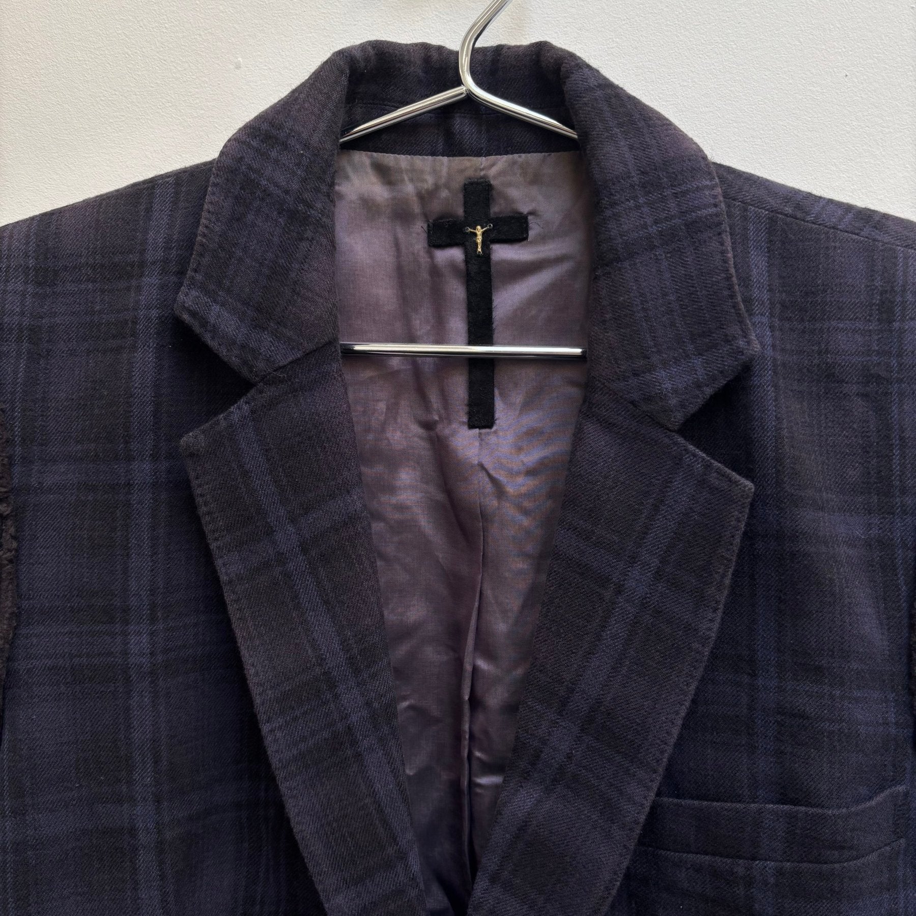 Le Grand Bleu (L.G.B.) Plaid Blue Wool Blazer - Image 3