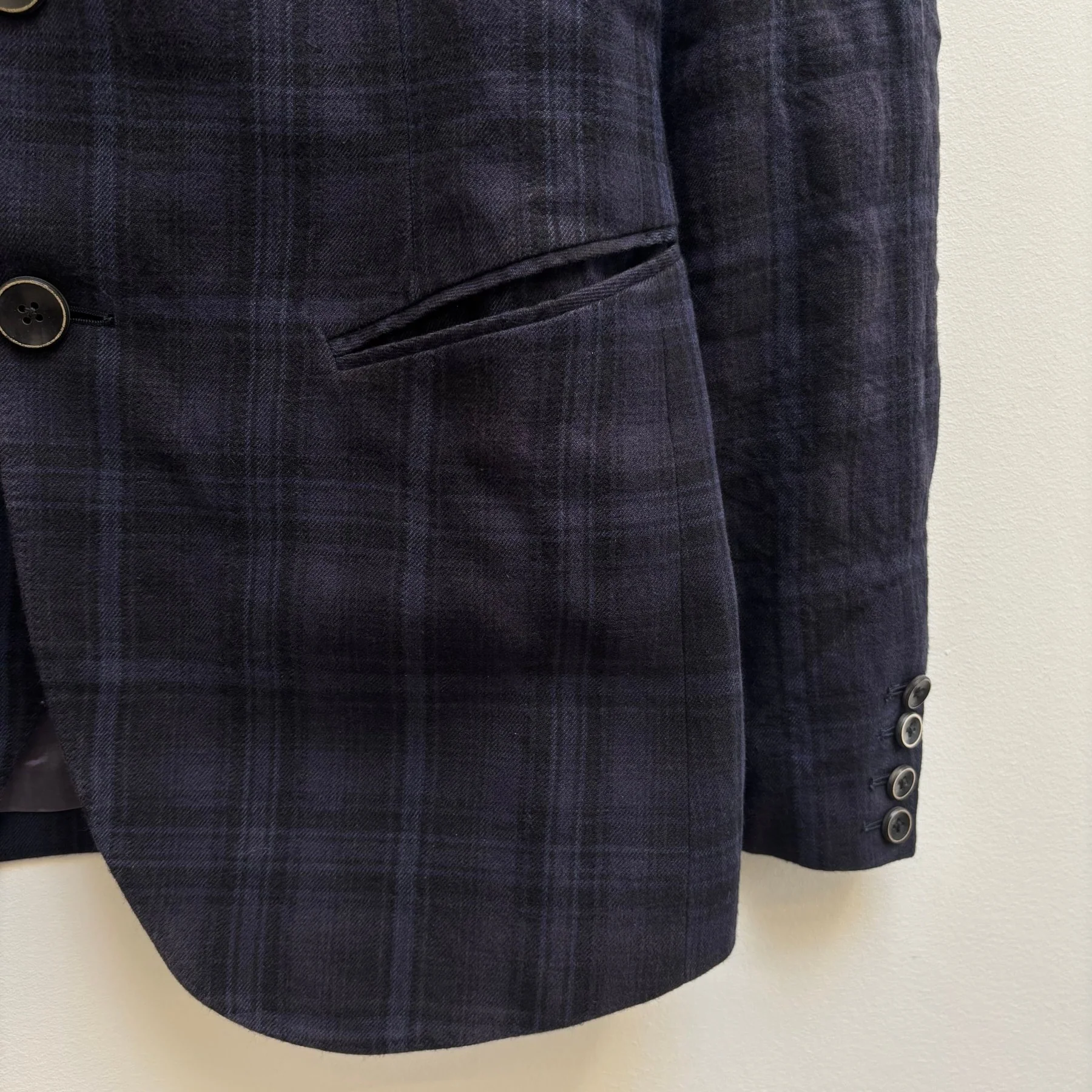 Le Grand Bleu (L.G.B.) Plaid Blue Wool Blazer - Image 6