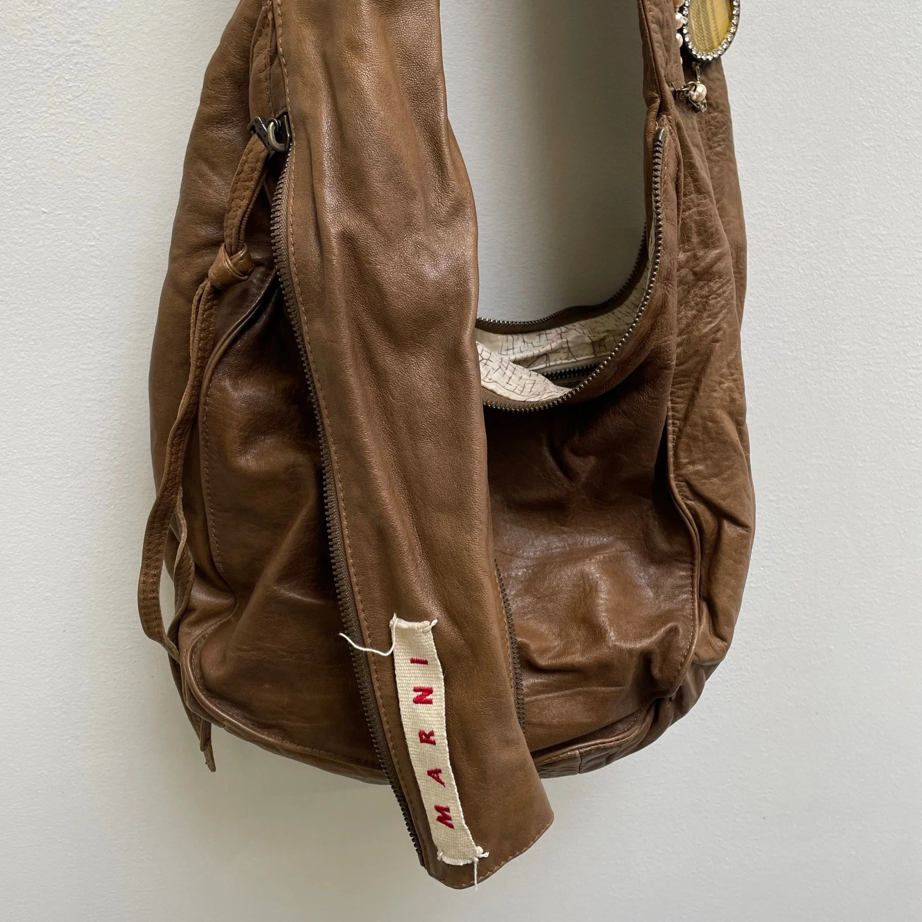 Marni Adorned Brown Leather Hobo Bag - Image 11