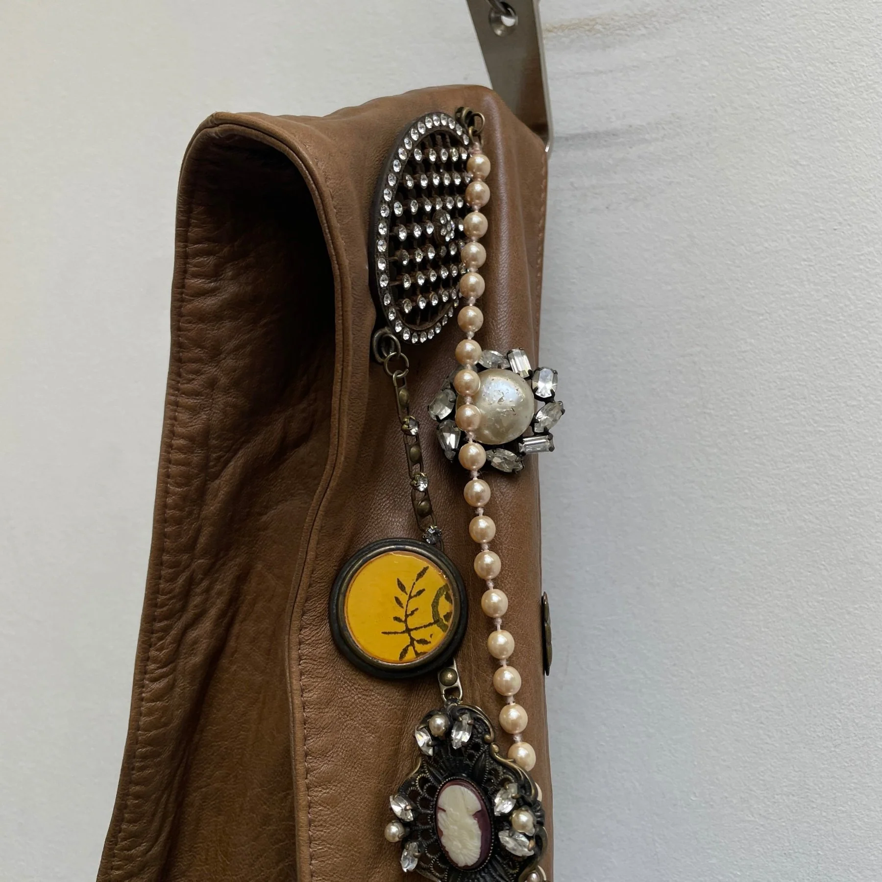 Marni Adorned Brown Leather Hobo Bag - Image 6