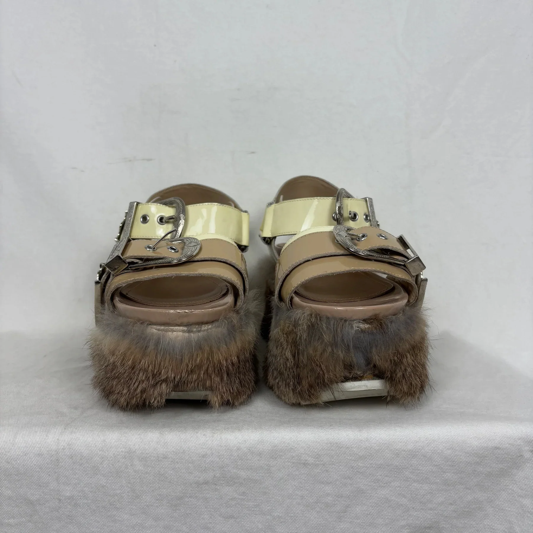 Mihara Yasuhiro Fur Trim Chunky Sandals - Image 3