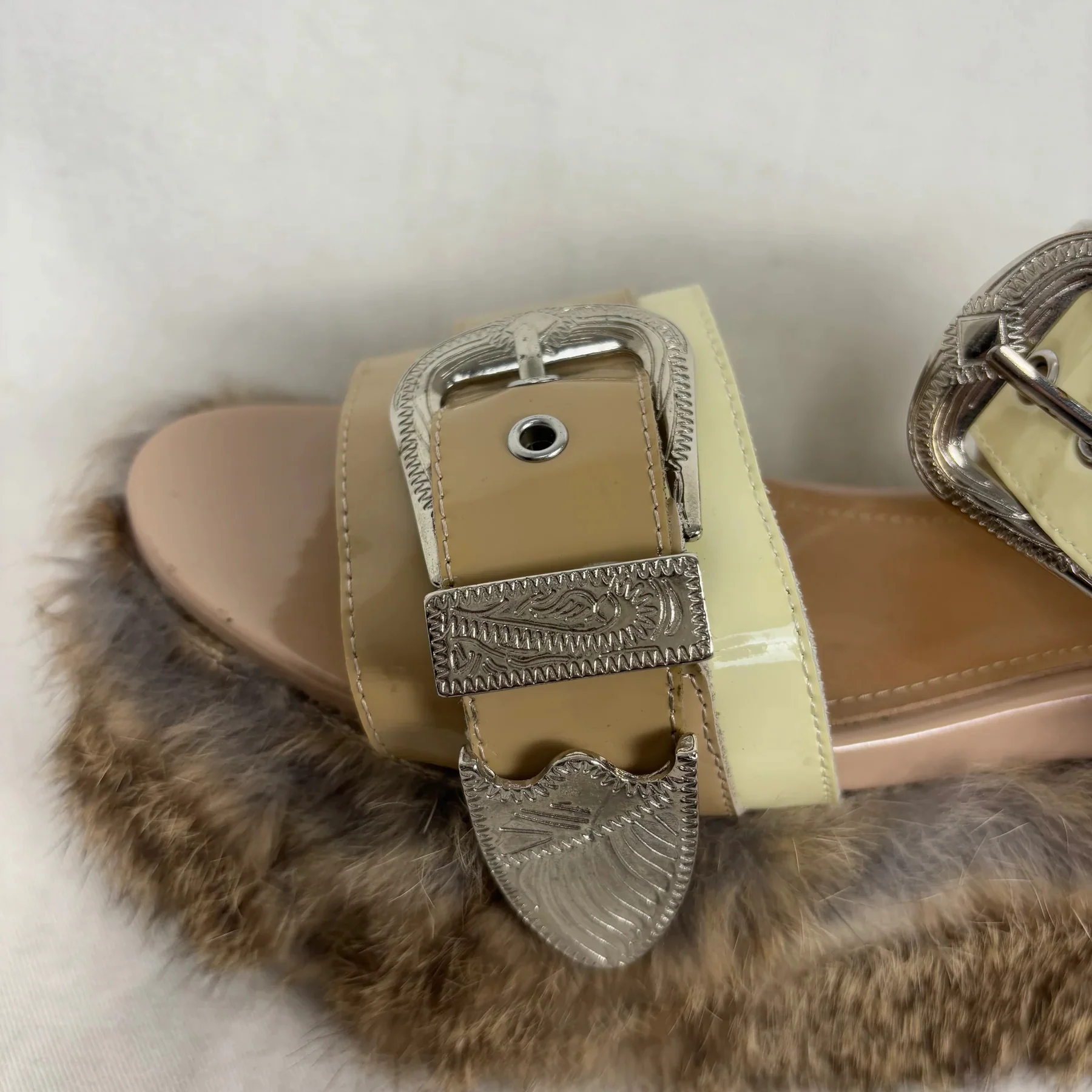 Mihara Yasuhiro Fur Trim Chunky Sandals - Image 7