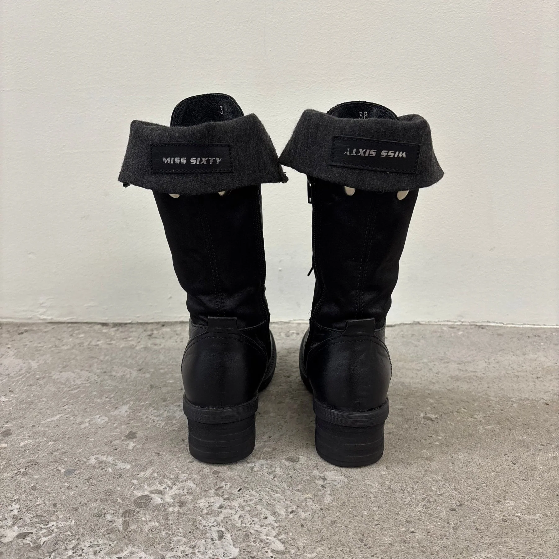 Miss Sixty Fold Over Leather Moto Boots - Image 4