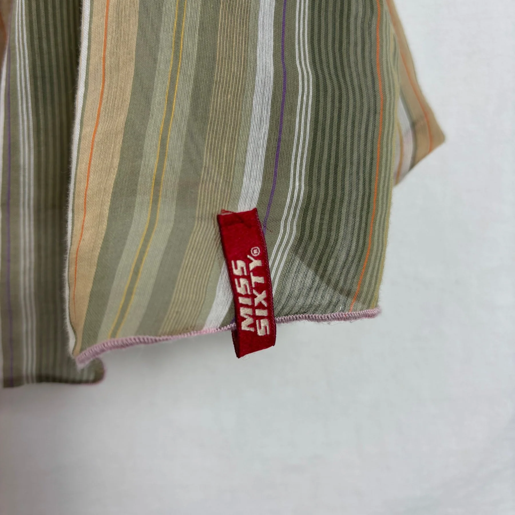 00s Miss Sixty Sheer Striped Tie Front Top - Image 10