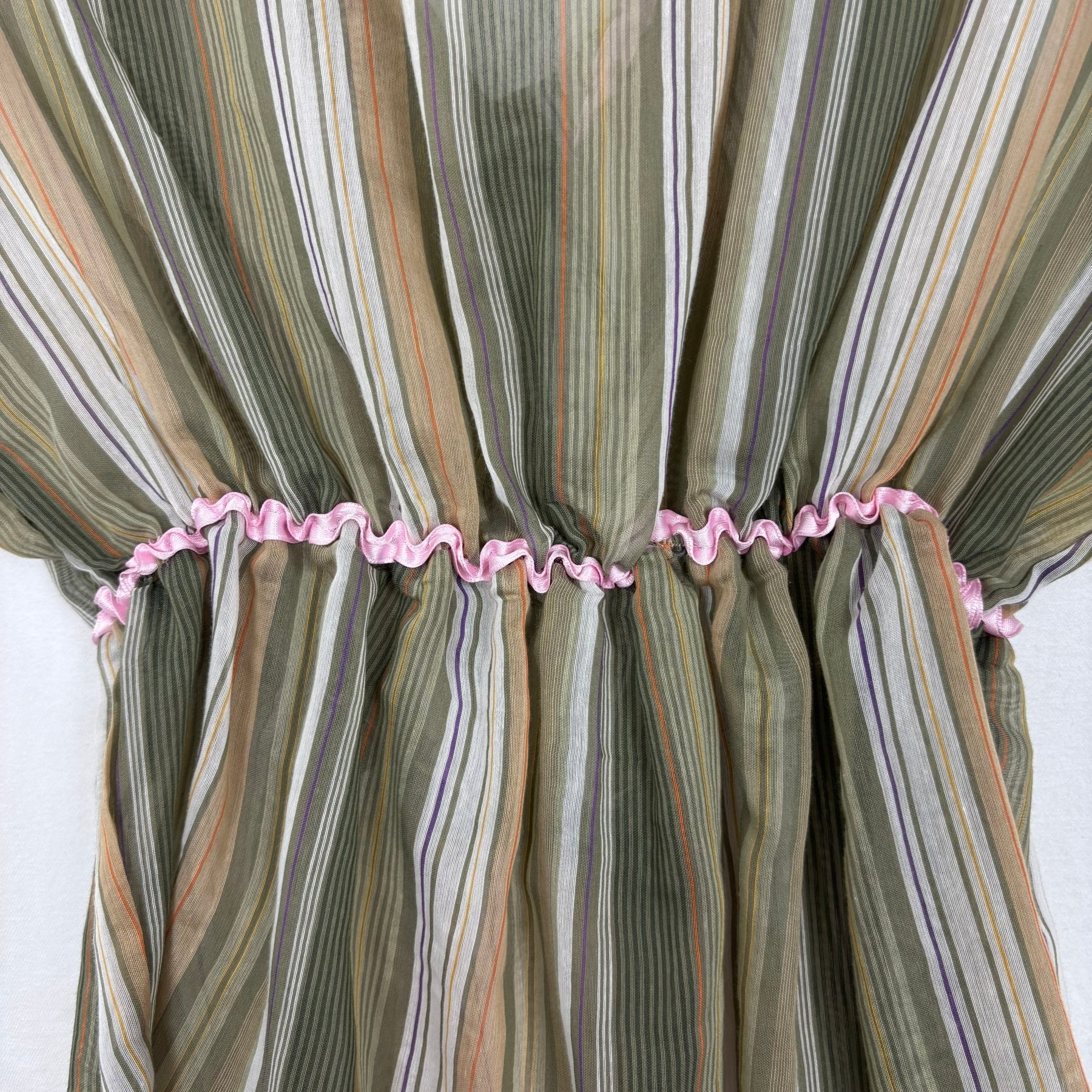 00s Miss Sixty Sheer Striped Tie Front Top - Image 6