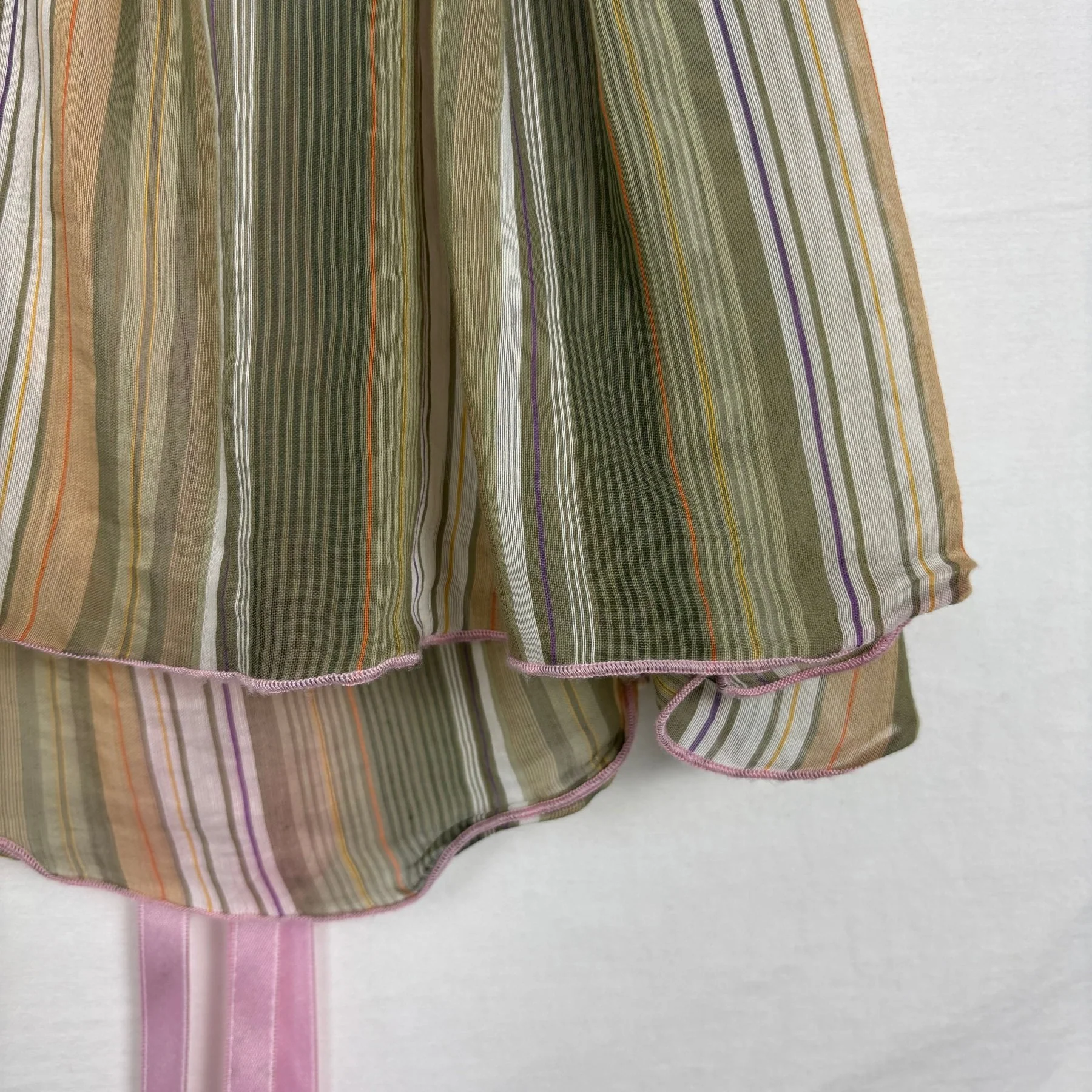 00s Miss Sixty Sheer Striped Tie Front Top - Image 7