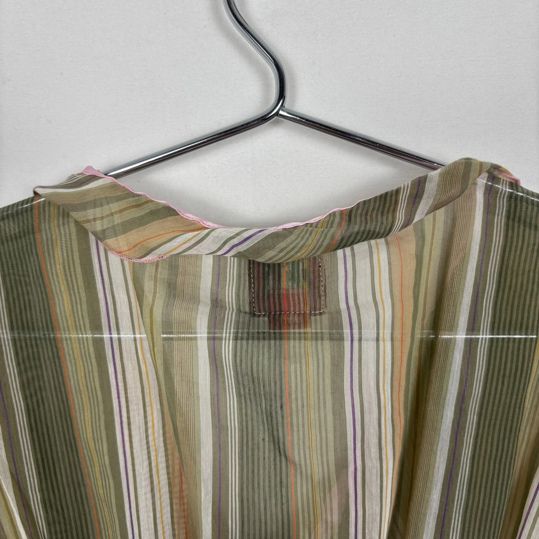 00s Miss Sixty Sheer Striped Tie Front Top - Image 8