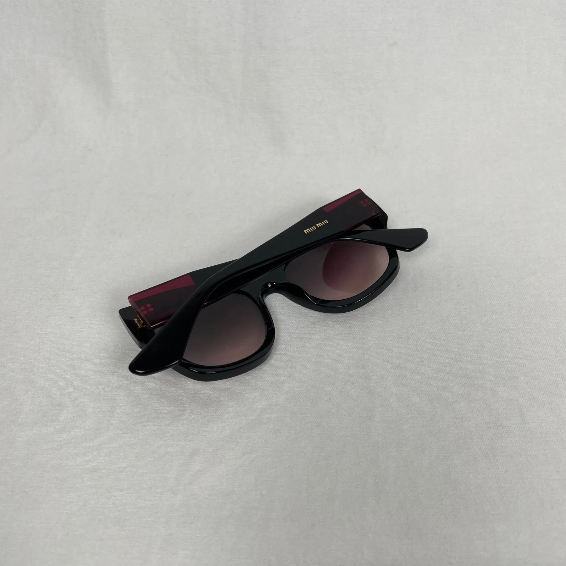 Miu Miu Black & Burgundy Tint Sunglasses - Image 9