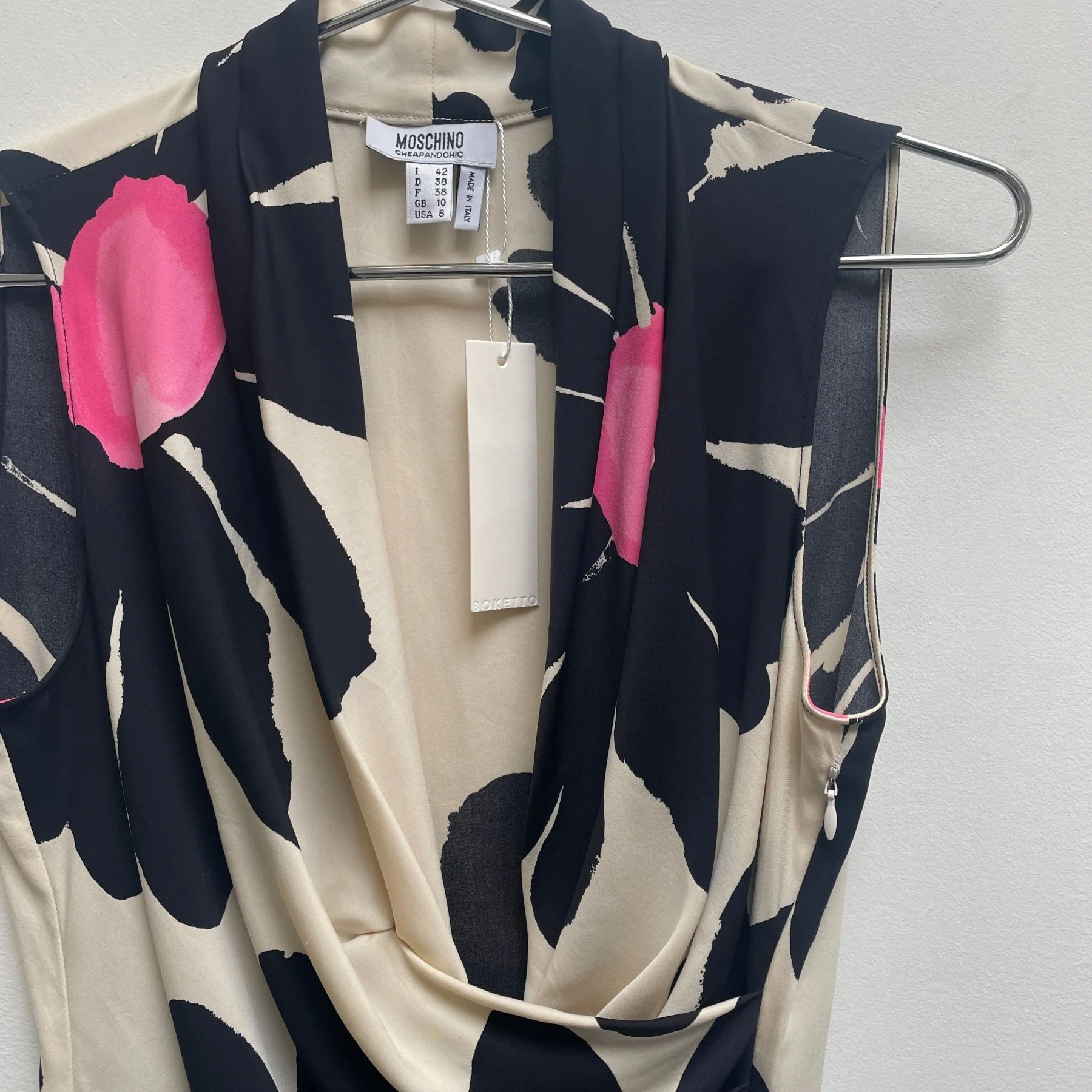 Moschino Floral Plunge Draped Neck Top - Image 4