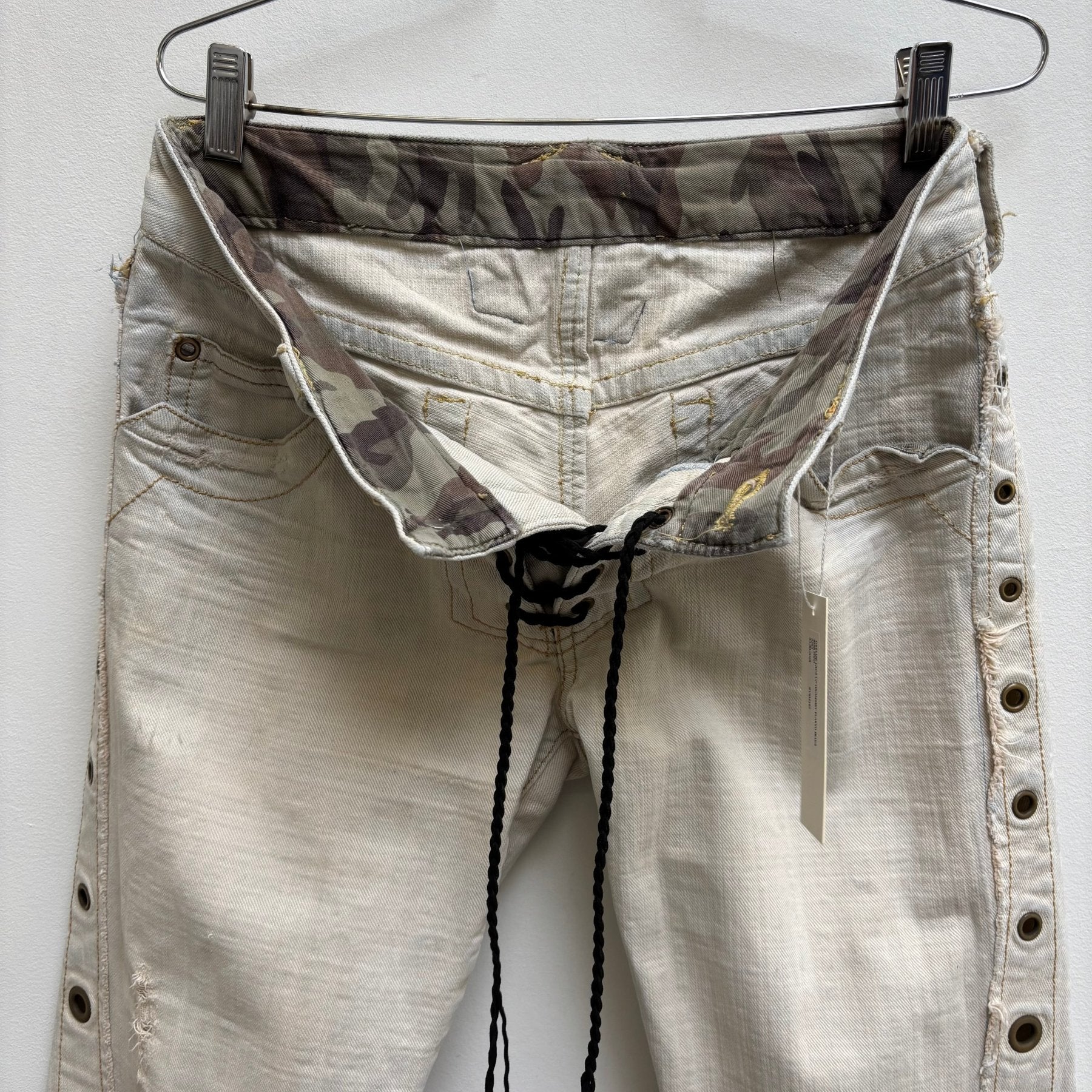 Obelisk Lace Up Flared Jeans - Image 12