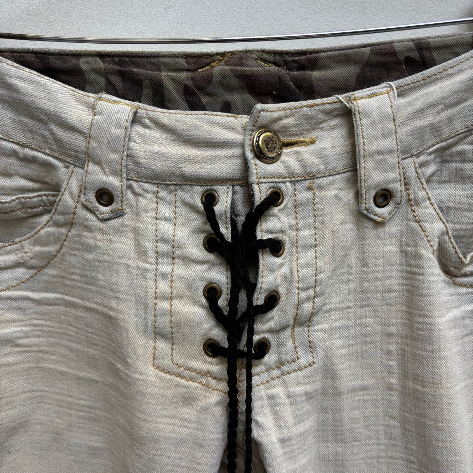 Obelisk Lace Up Flared Jeans - Image 5