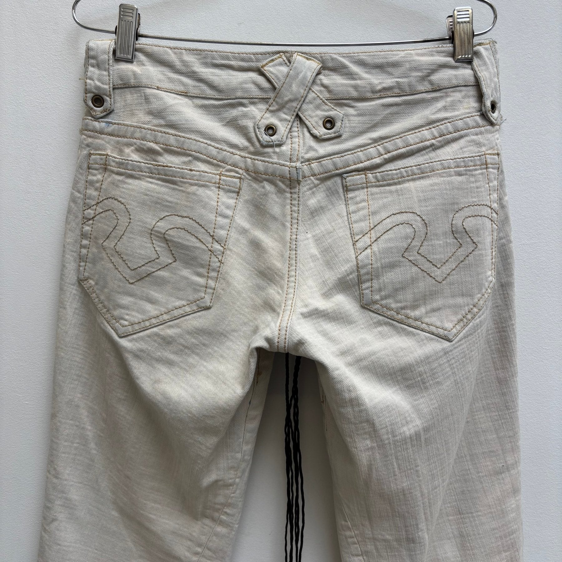 Obelisk Lace Up Flared Jeans - Image 8