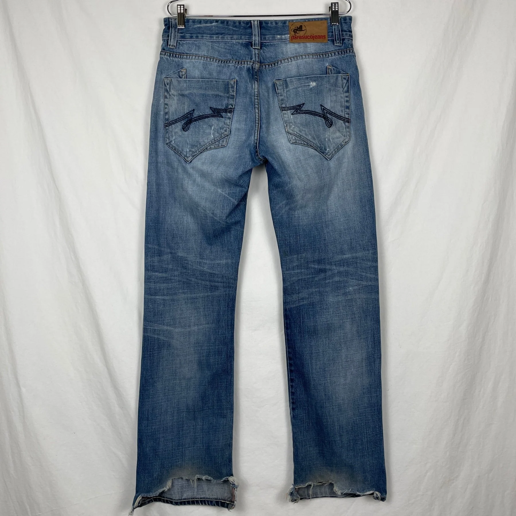 90s Parasuco Ripped Light Wash Straight Leg Jeans - Image 2