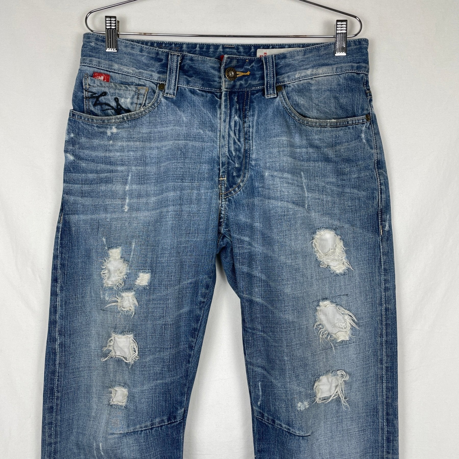 90s Parasuco Ripped Light Wash Straight Leg Jeans - Image 3
