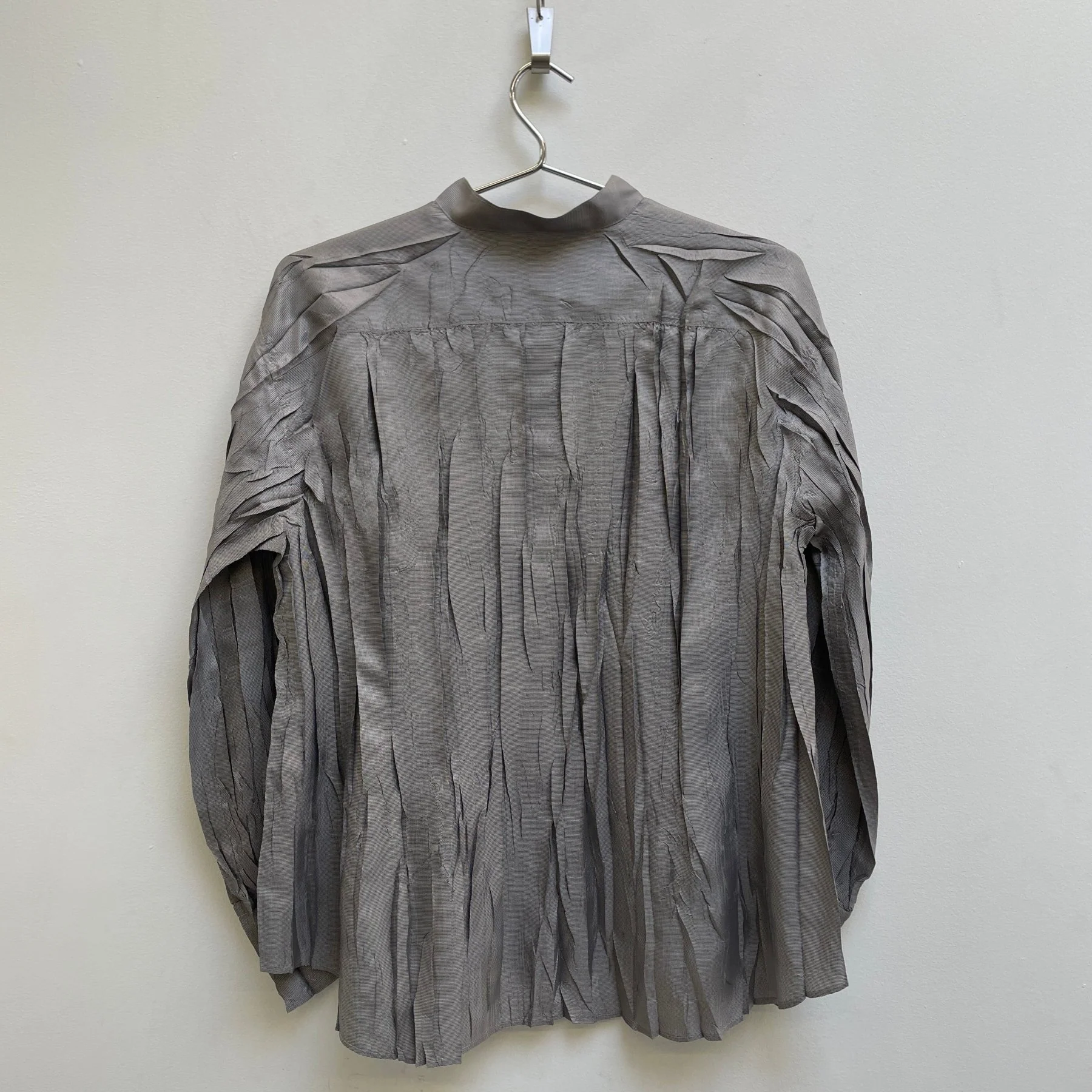 Pleats Please by Issey Miyake Silver Gilled Button Up - Image 2