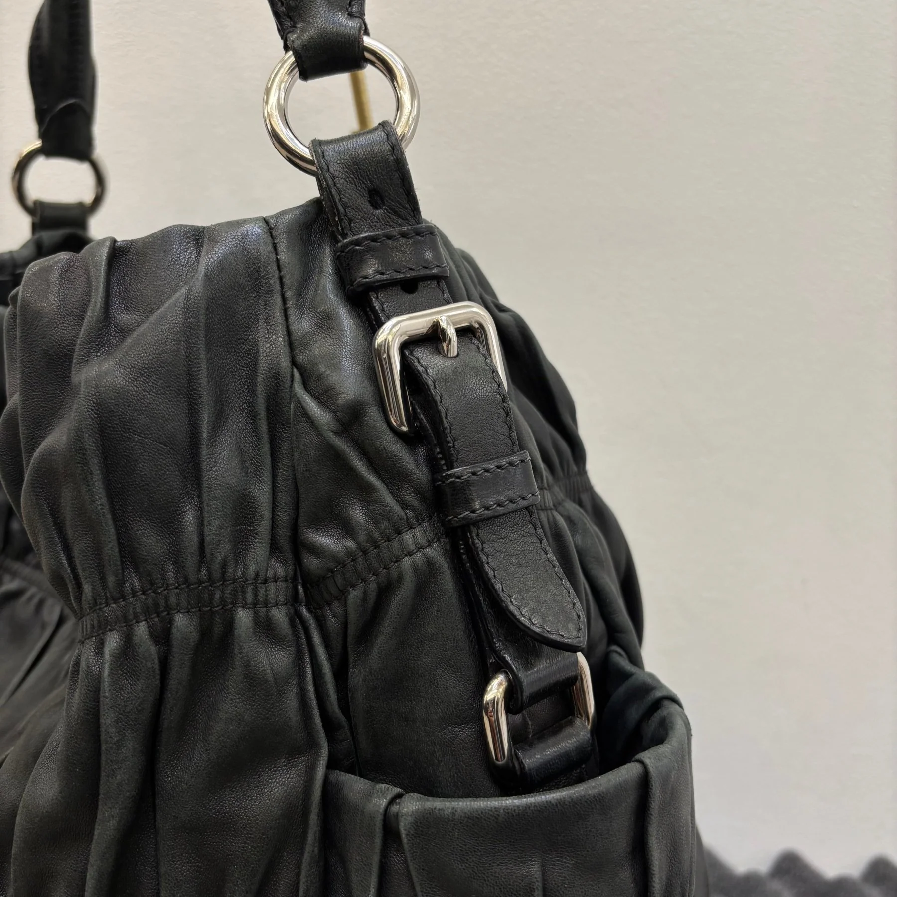 Prada Gaufre Leather Shoulder Hobo Bag - Image 12