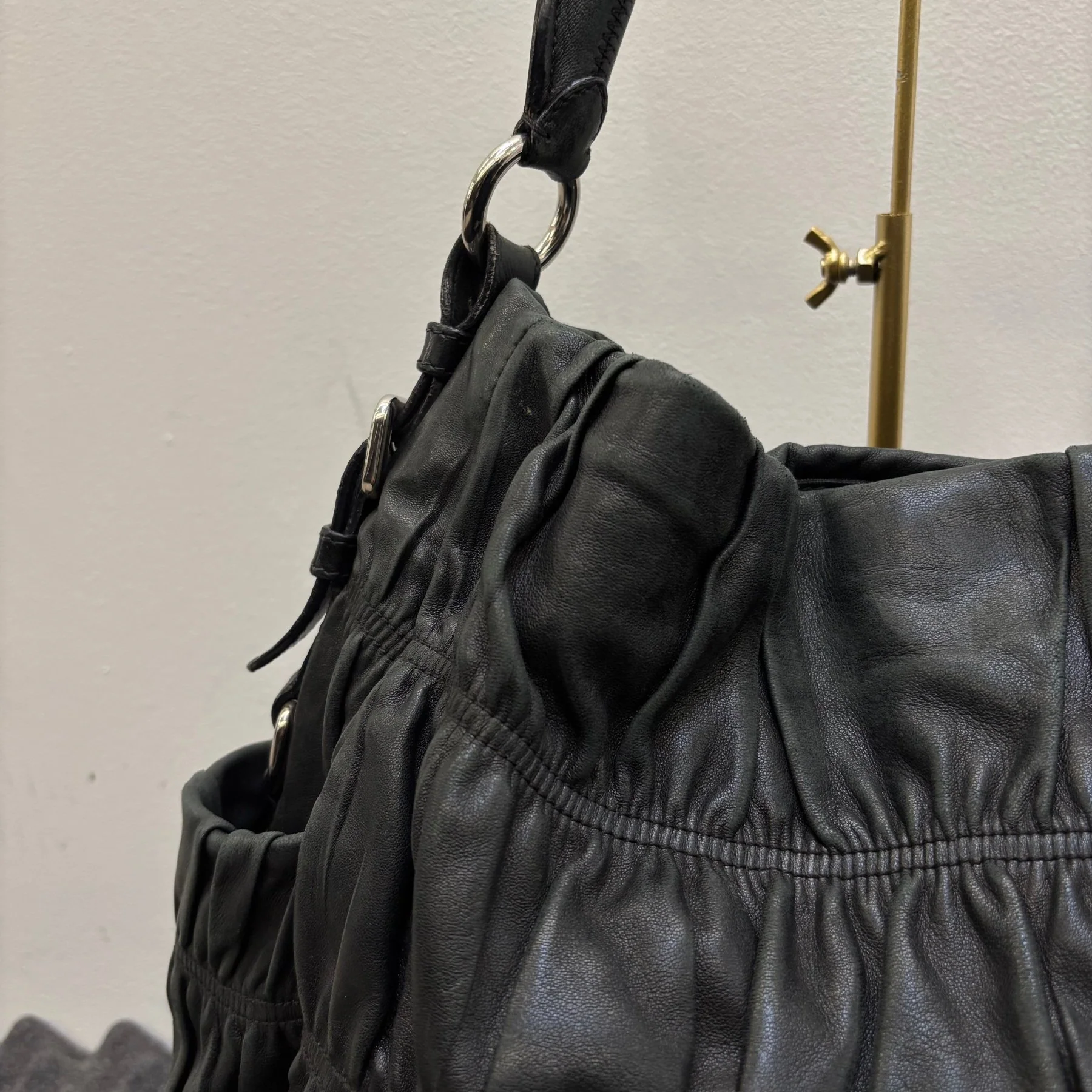 Prada Gaufre Leather Shoulder Hobo Bag - Image 3