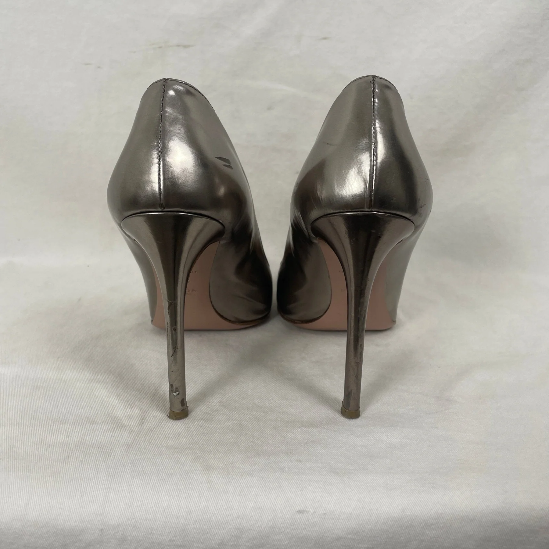 Prada Metallic Silver Heels - Image 5