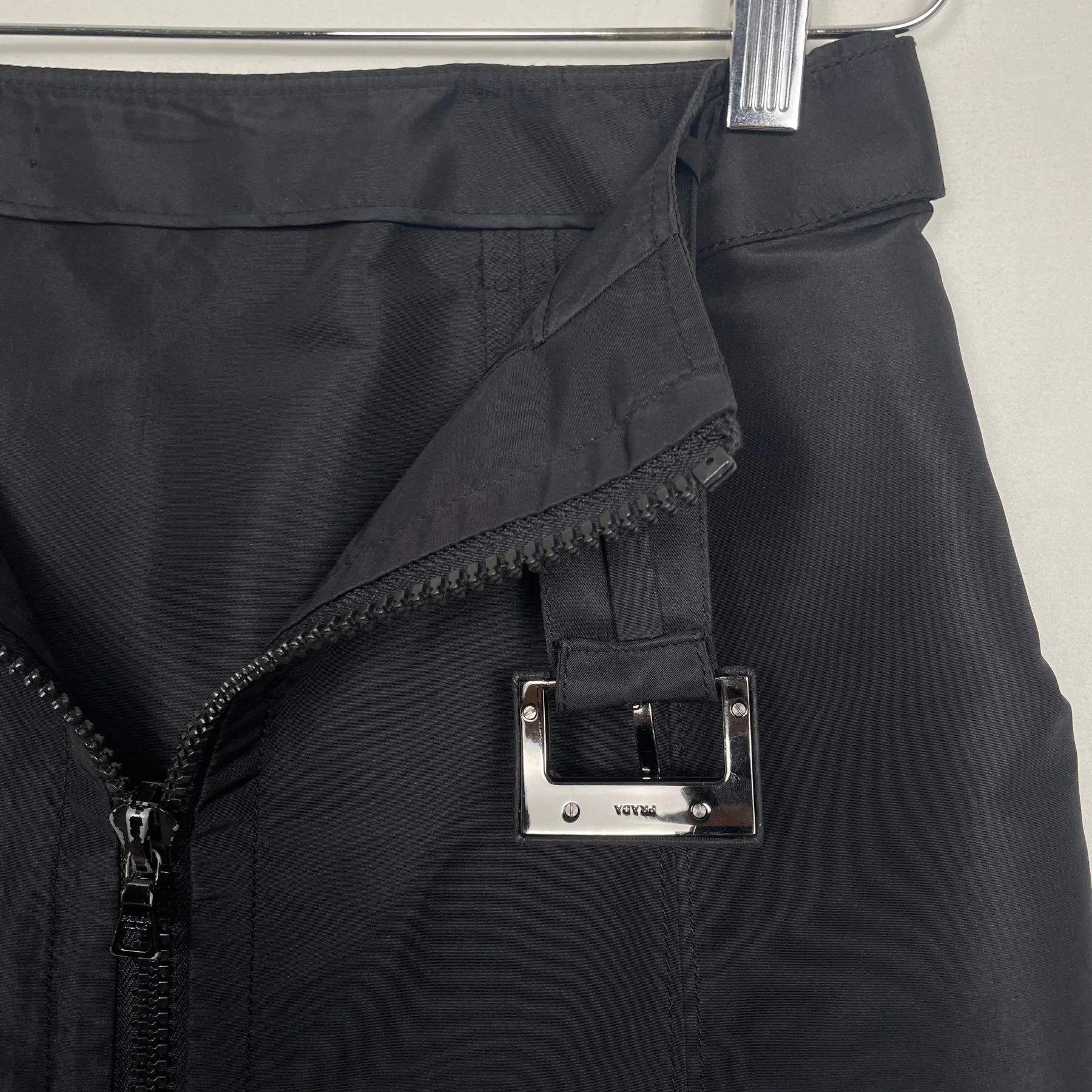 00s Prada Nylon Belted Zipper Skirt - Image 6