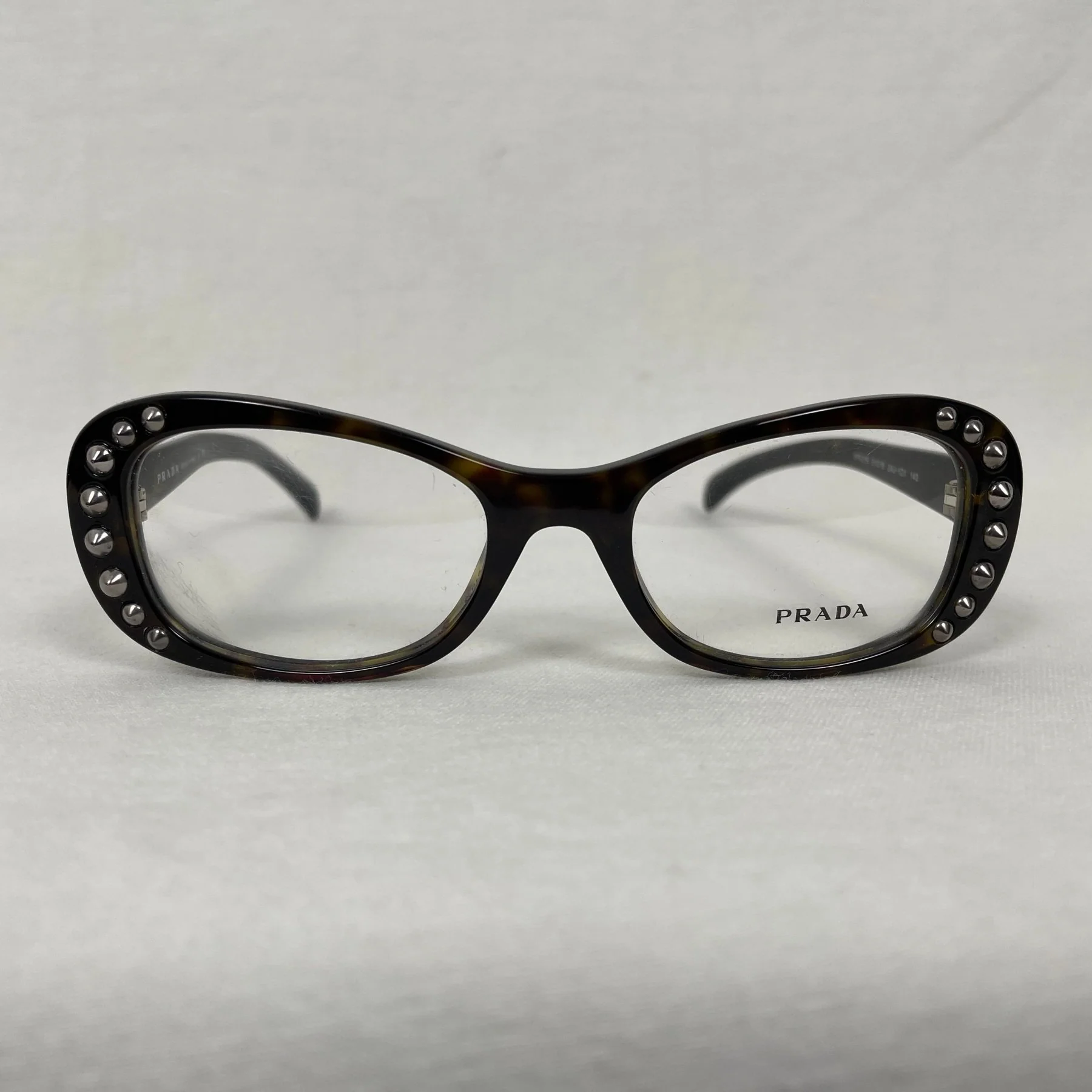 Prada Studded Glasses Dark Brown Tortoise - Image 2