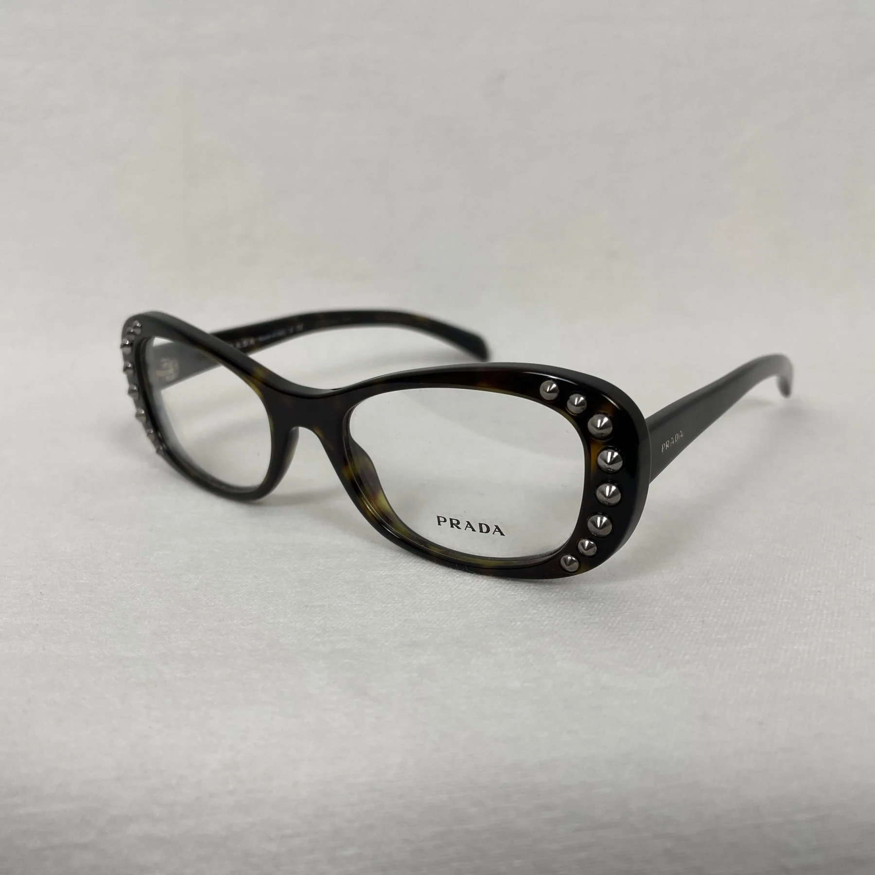 Prada Studded Glasses Dark Brown Tortoise - Image 4
