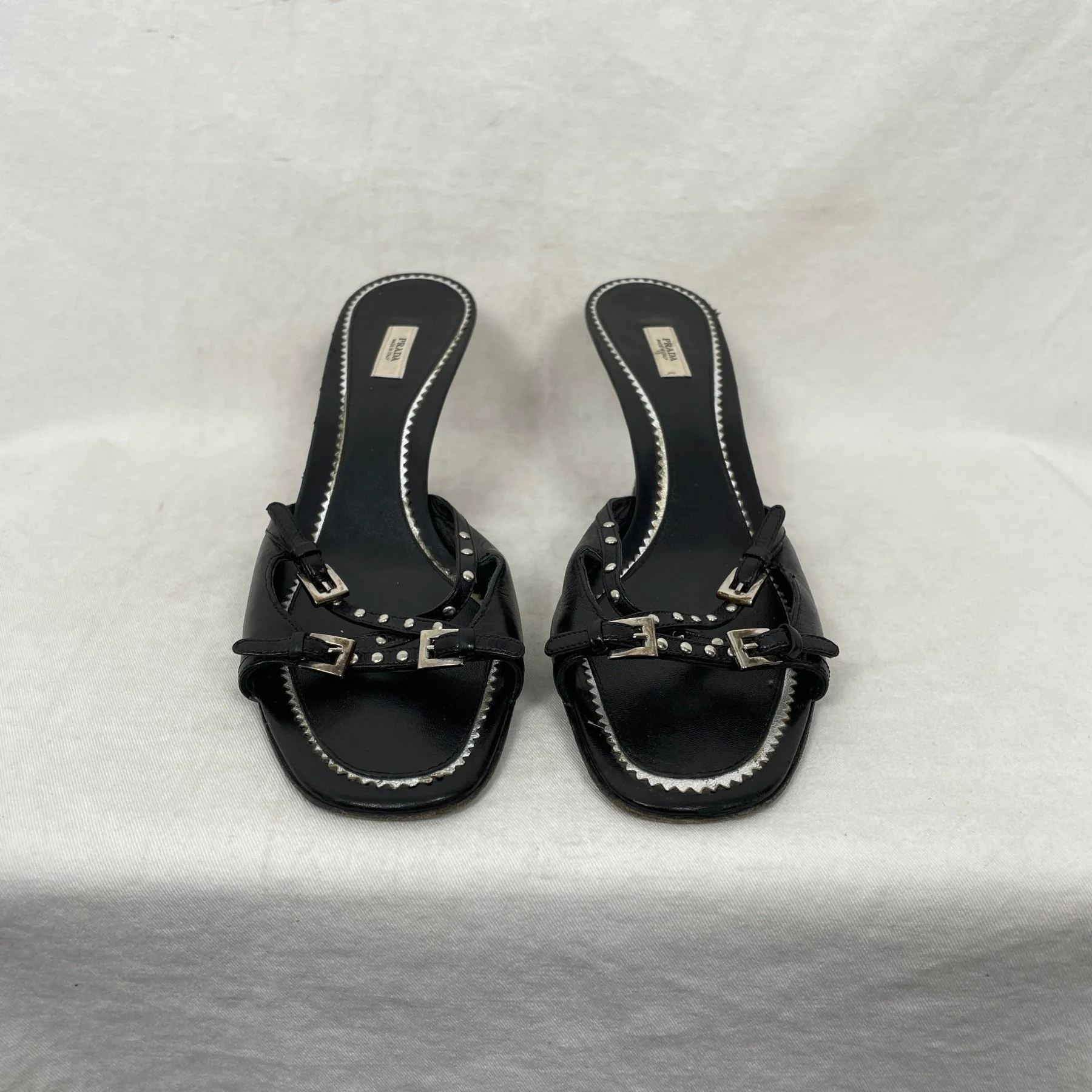 00s Prada Studded Kitten Heel Sandals - Image 2