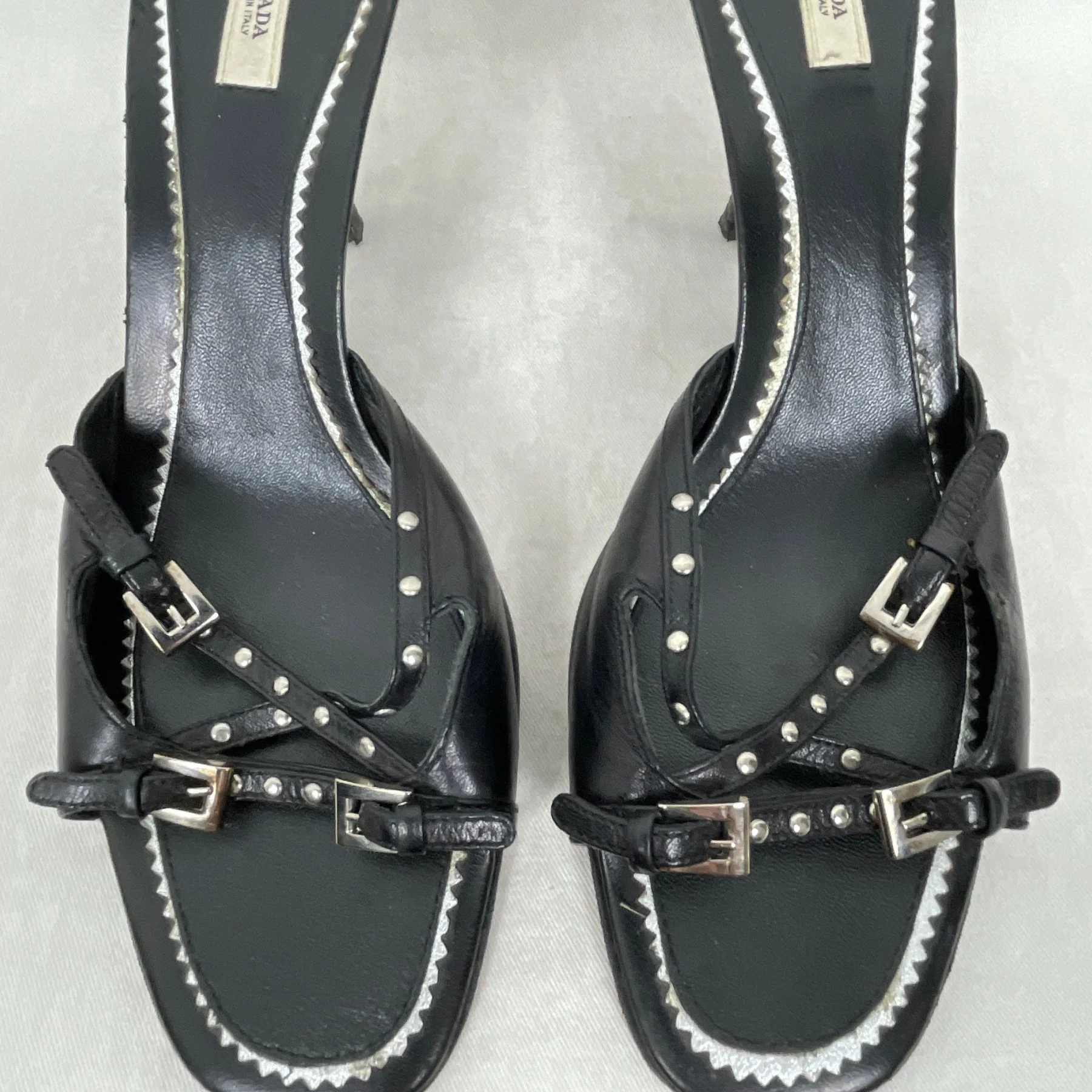00s Prada Studded Kitten Heel Sandals - Image 7