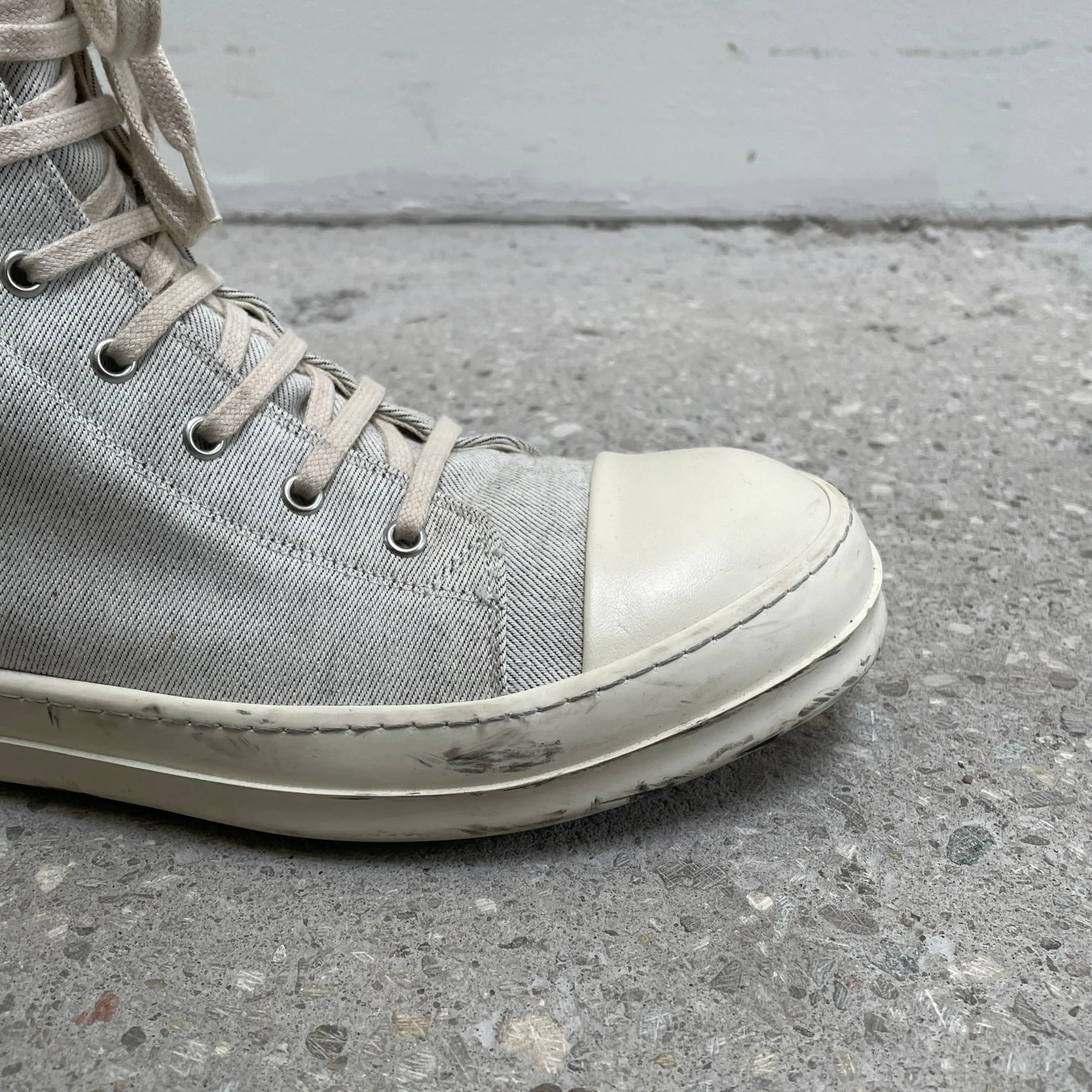 Rick Owens DRKSHDW Milk Canvas Ramones - Image 5