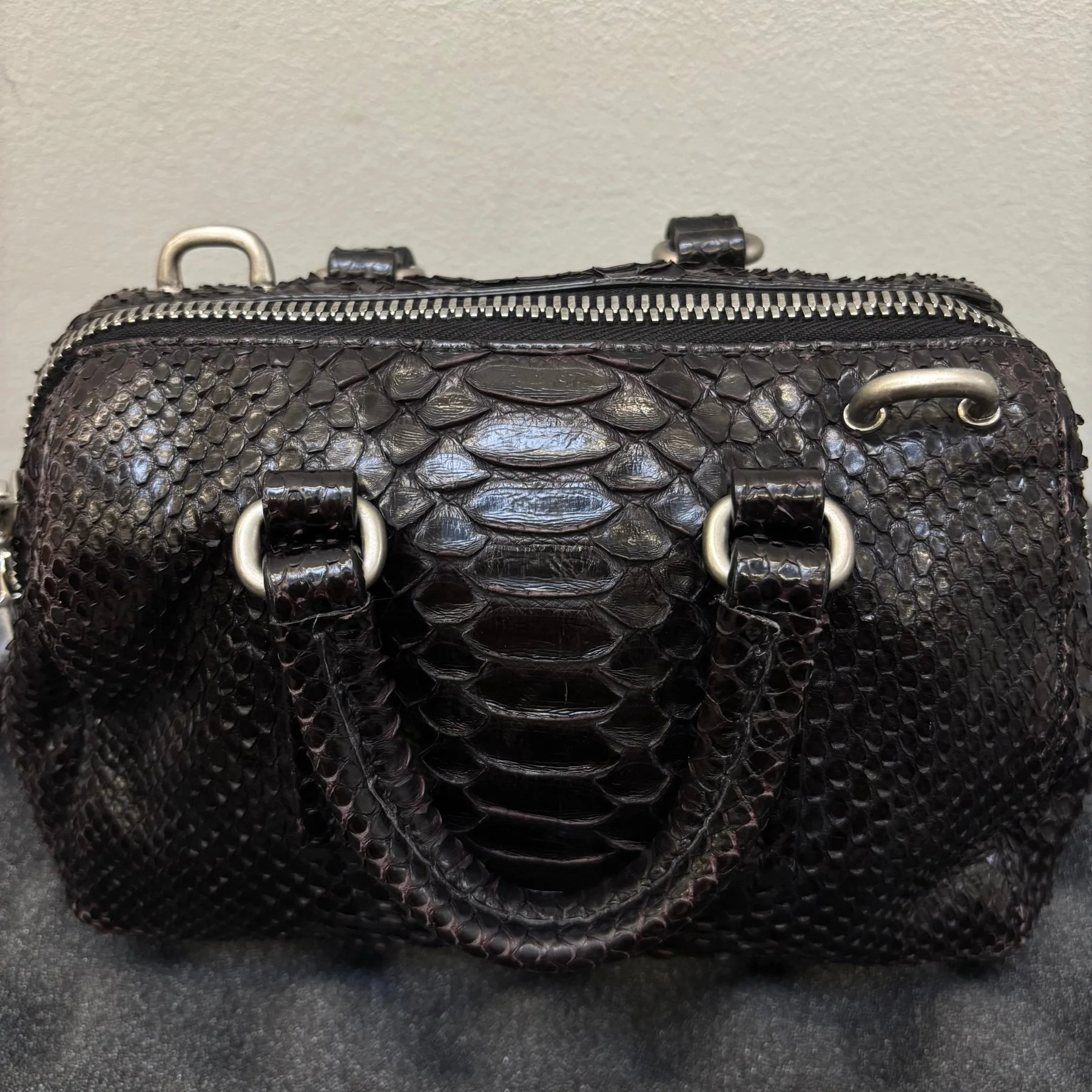 Rick Owens Mini Python Bowling Bag - Image 8