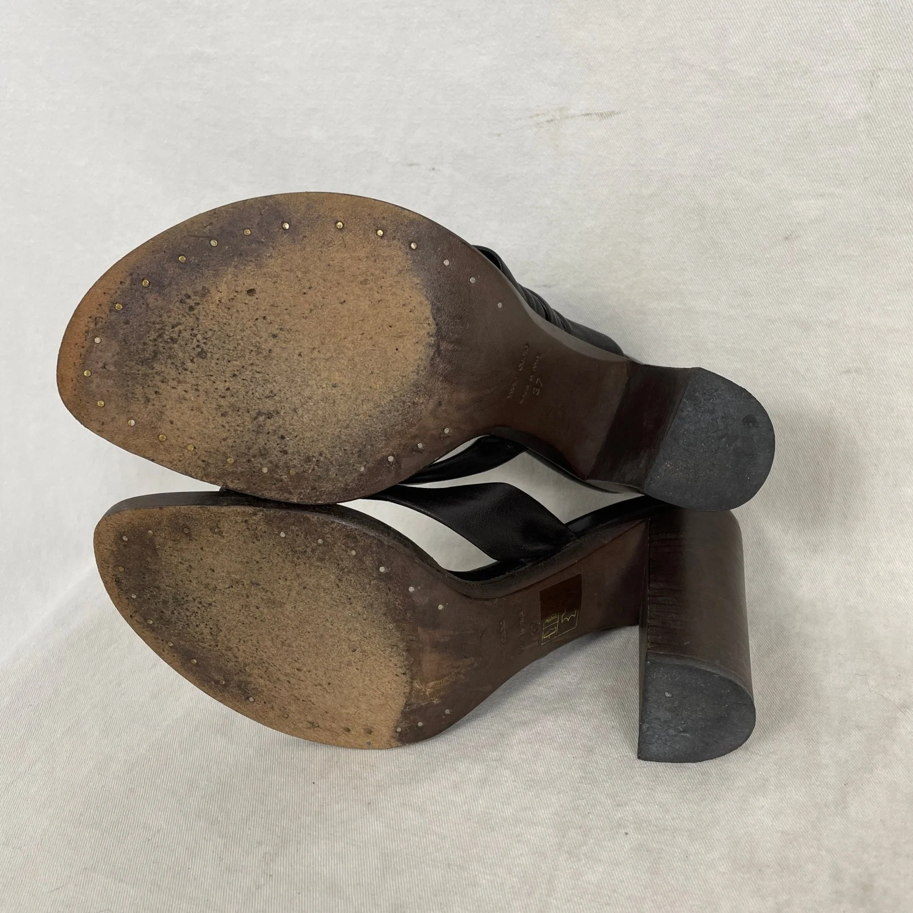 Rick Owens Ruched Leather Sandal Heels - Image 4