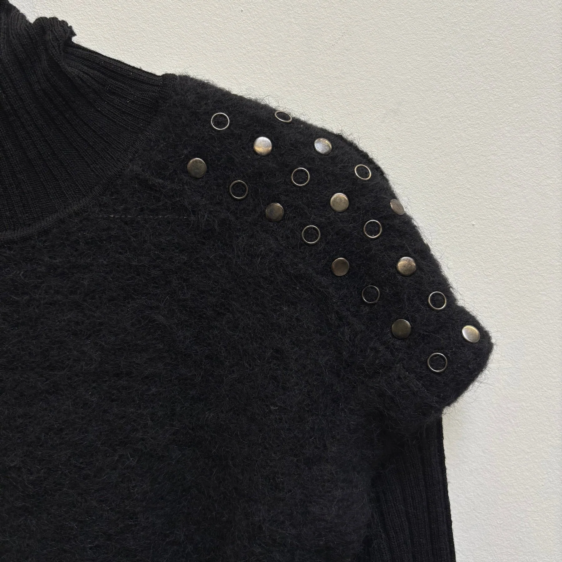 Roberto Cavalli Mohair Studded Shoulder Knit Long Sleeve - Image 4