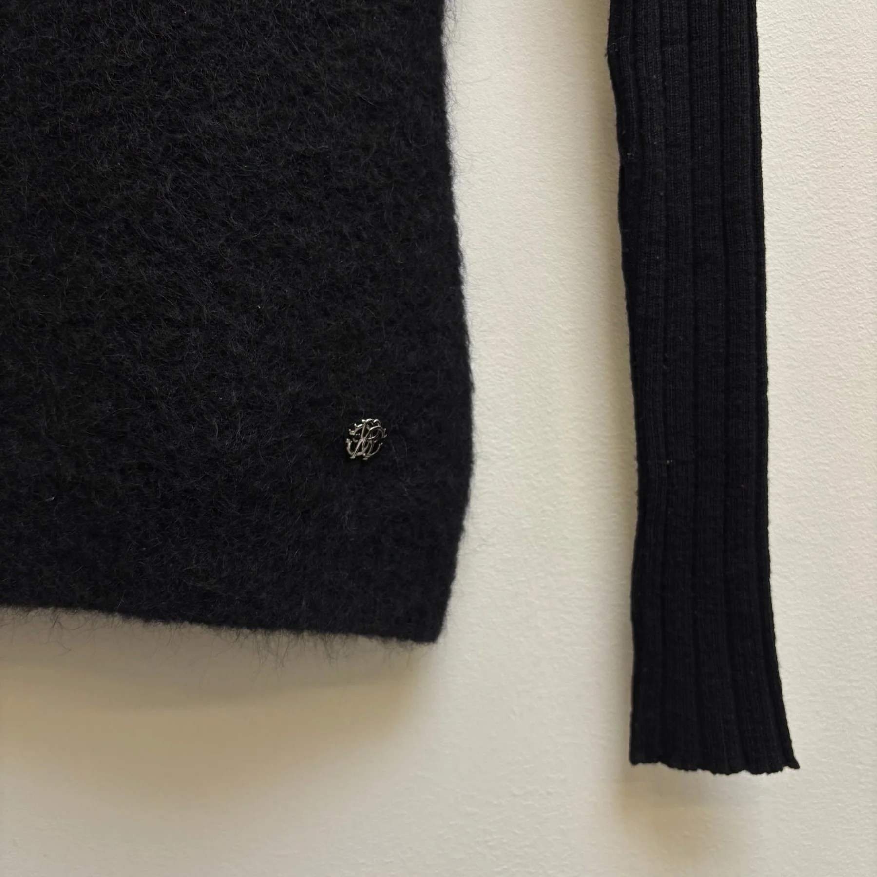 Roberto Cavalli Mohair Studded Shoulder Knit Long Sleeve - Image 5