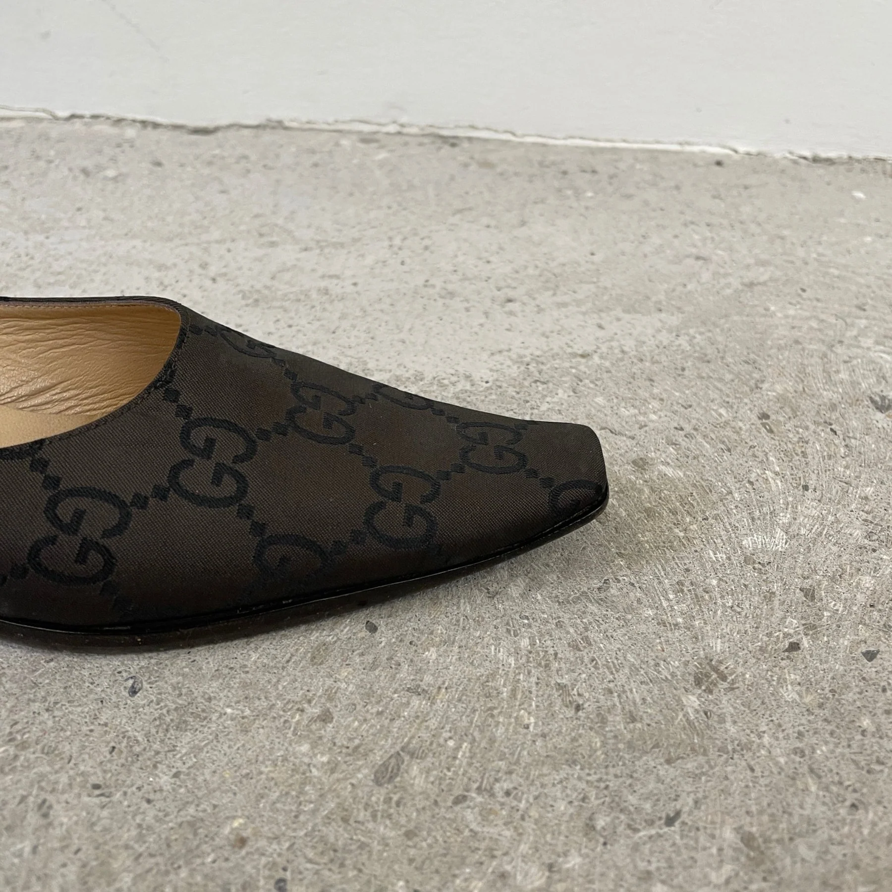 SAMPLE Gucci Monogram Low Block Heel Mules - Image 5