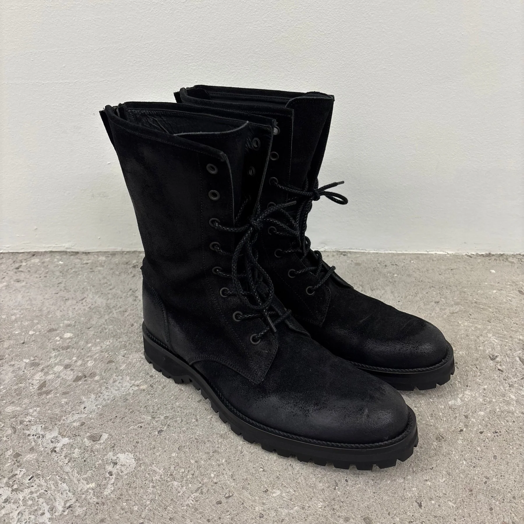Shellac Cowhide Suede Leather Long Boots